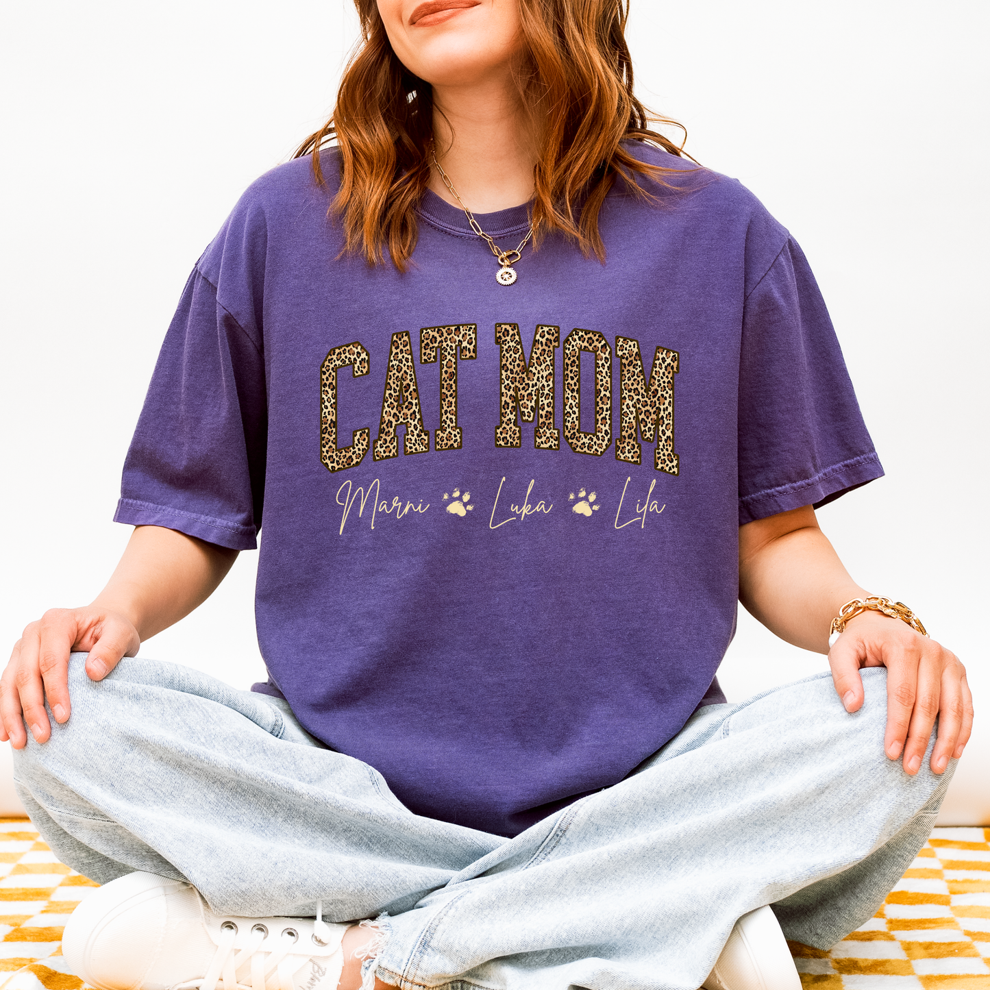 Personalized Cat Mom Shirt with Names – Custom Cat Lover Gift