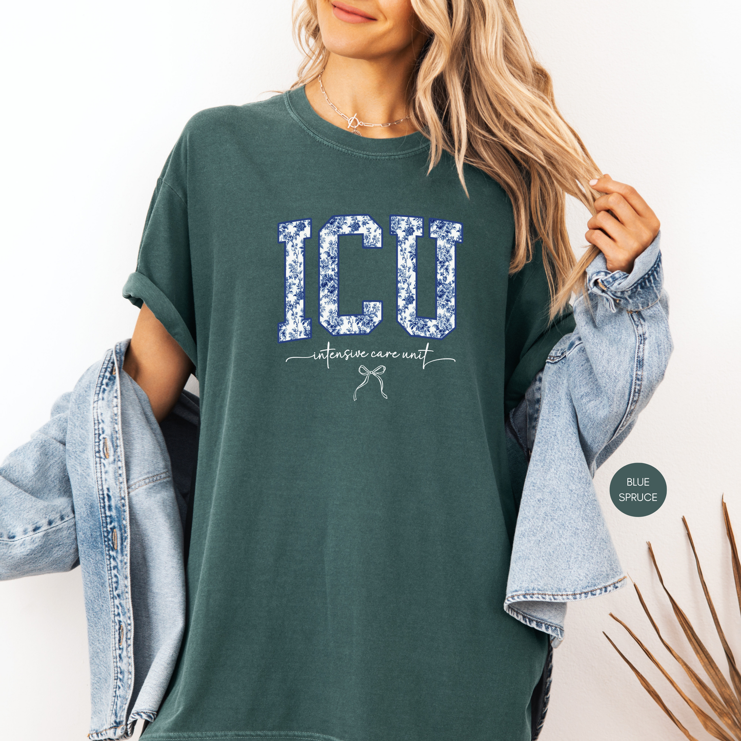 ICU Nurse Shirt – Blue Toile Nurse Tee – Cute Intensive Care Unit Gift – Nurse Life T-Shirt