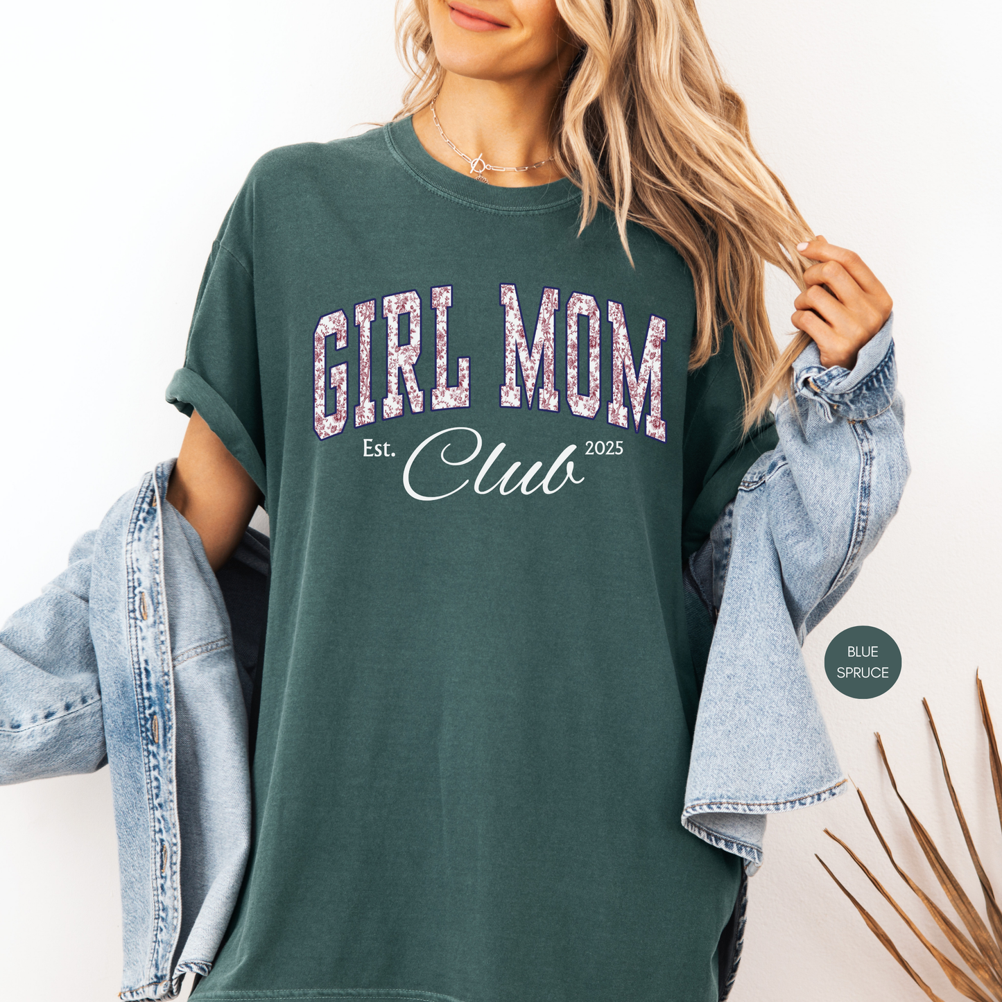 Custom Girl Mom Club Shirt – Pink Toile Personalized Mom Tee
