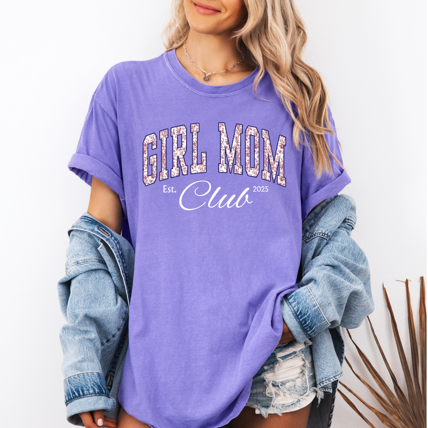 Custom Girl Mom Club Shirt – Pink Toile Personalized Mom Tee