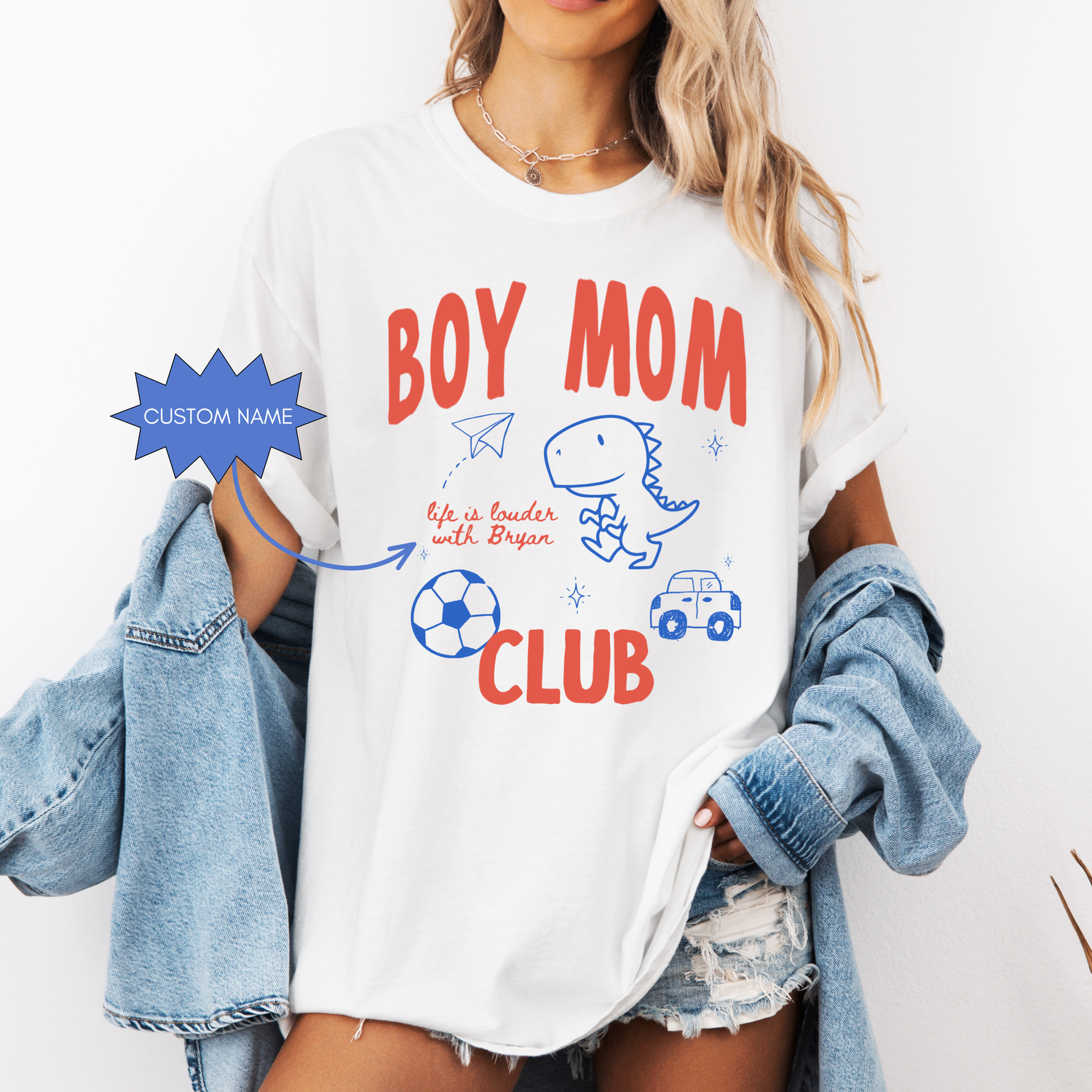 Boy mom custom shirt personalized with kids name