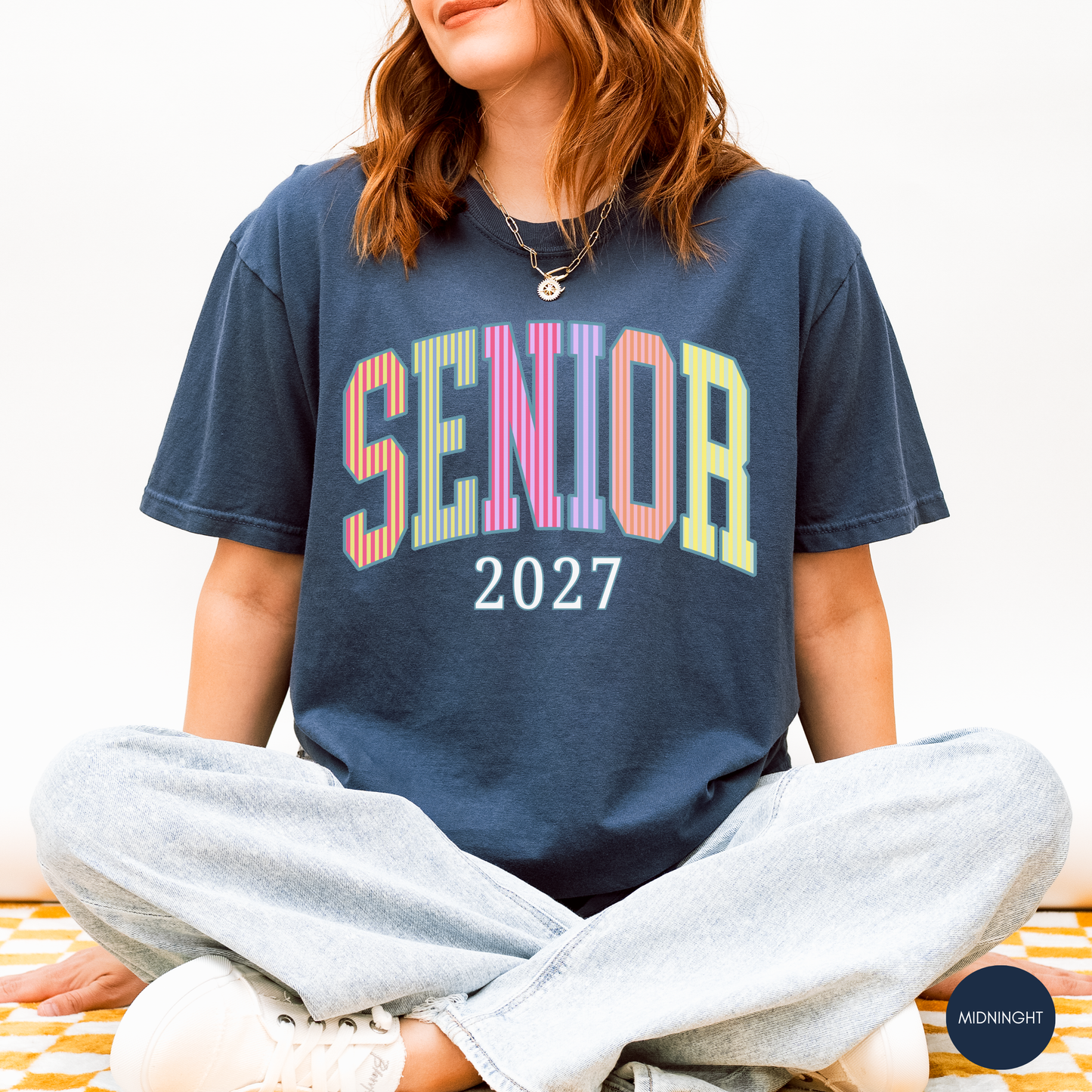 Senior 2027 Seersucker Stripes Shirt | Class of 2027 Varsity Tee