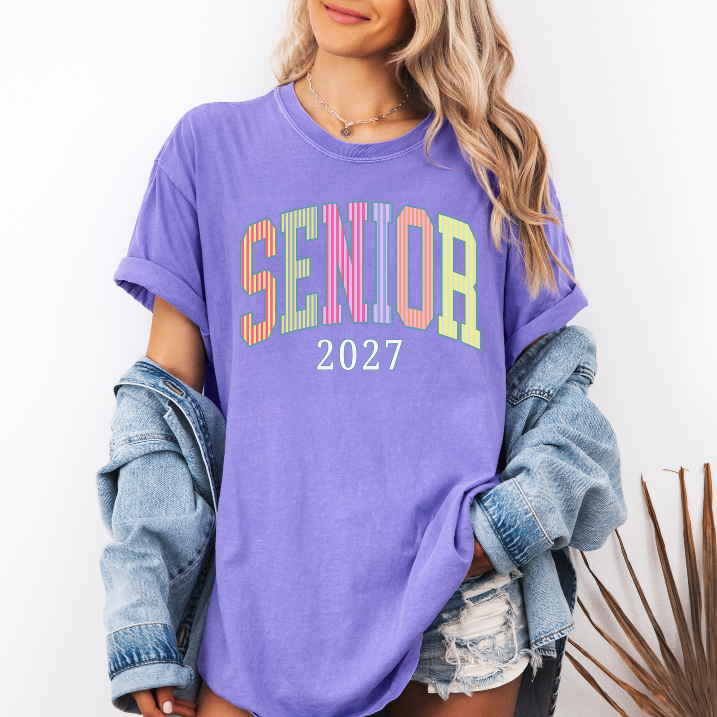Senior 2027 Seersucker Stripes Shirt | Class of 2027 Varsity Tee