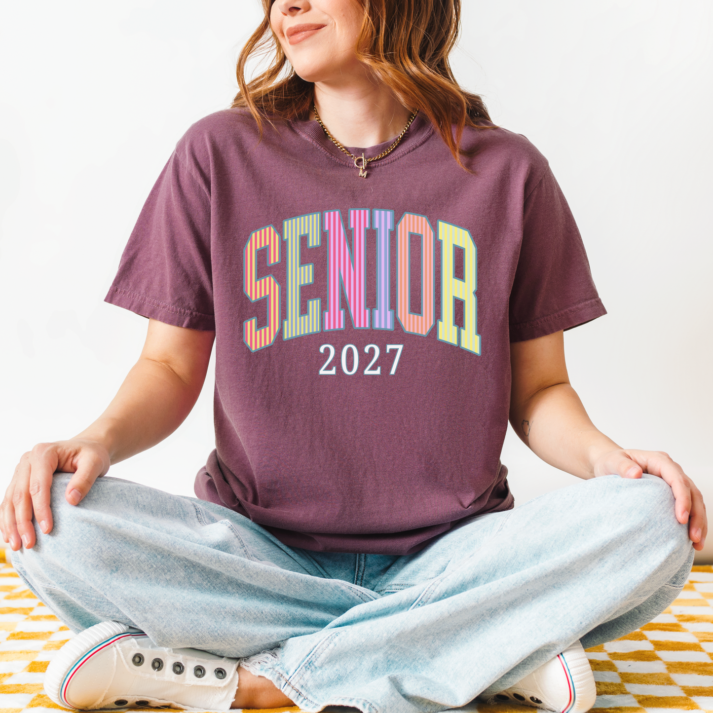 Senior 2027 Seersucker Stripes Shirt | Class of 2027 Varsity Tee