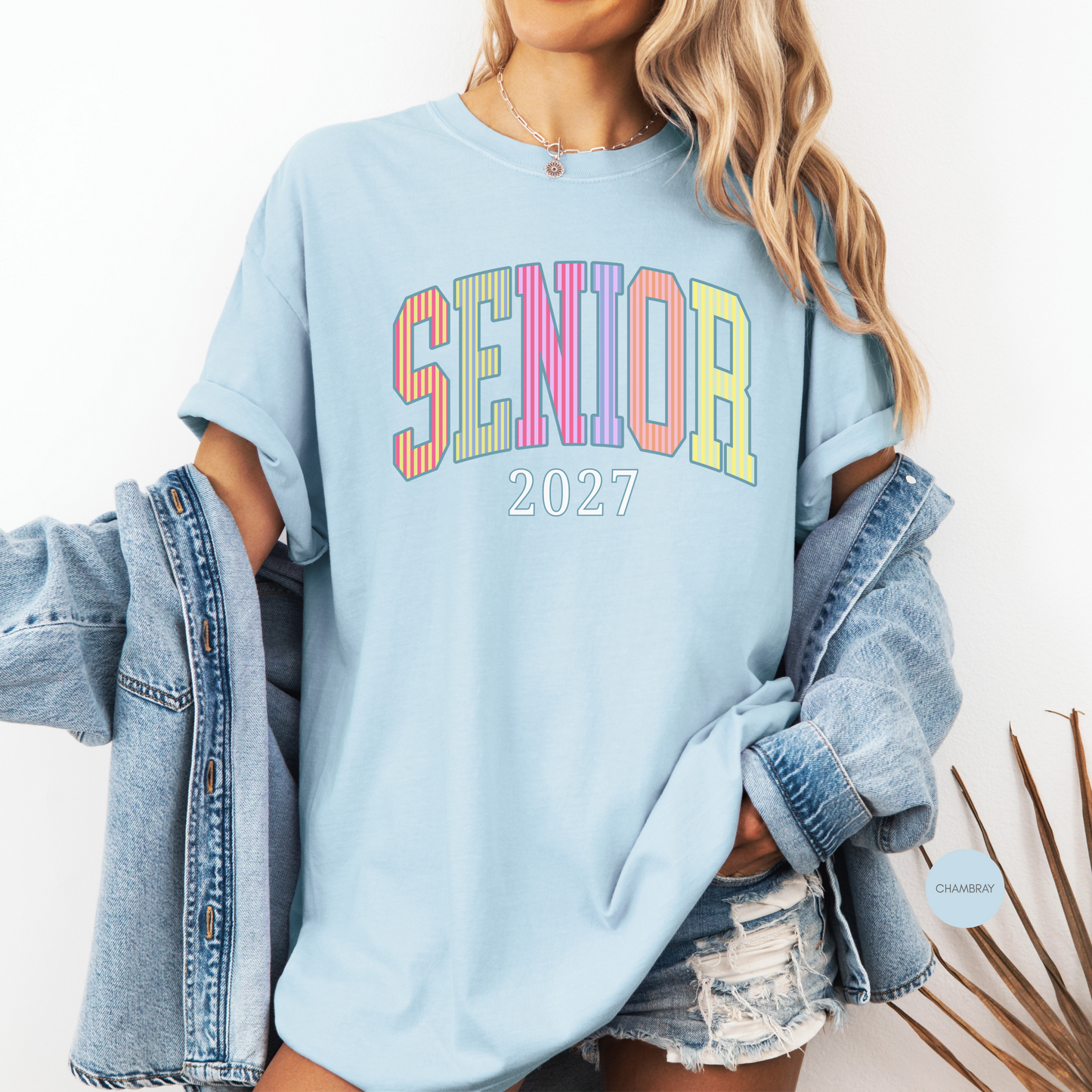 Senior 2027 Seersucker Stripes Shirt | Class of 2027 Varsity Tee