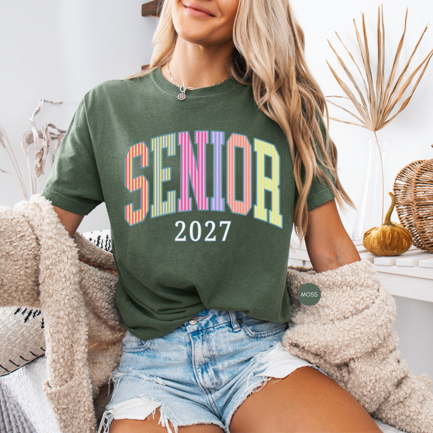 Senior 2027 Seersucker Stripes Shirt | Class of 2027 Varsity Tee