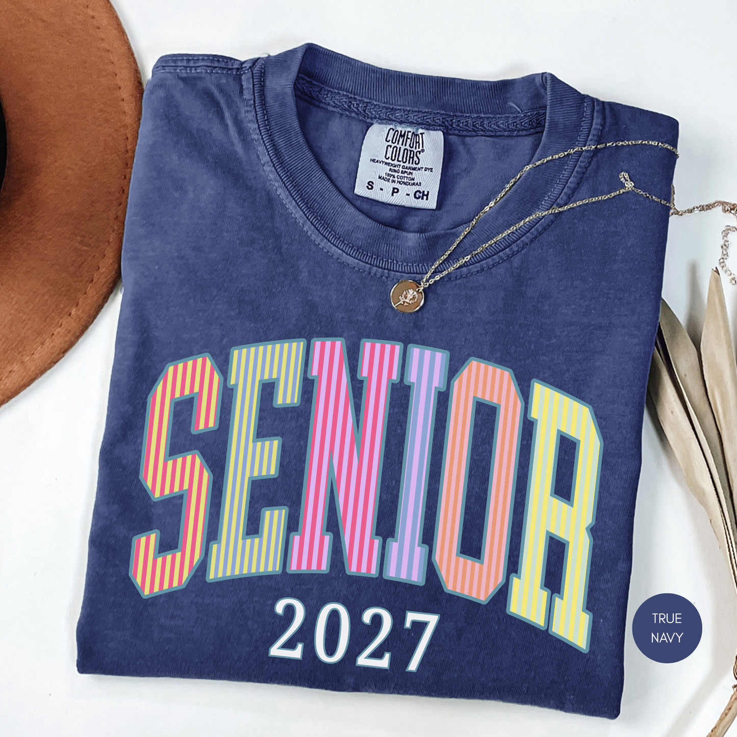 Senior 2027 Seersucker Stripes Shirt | Class of 2027 Varsity Tee