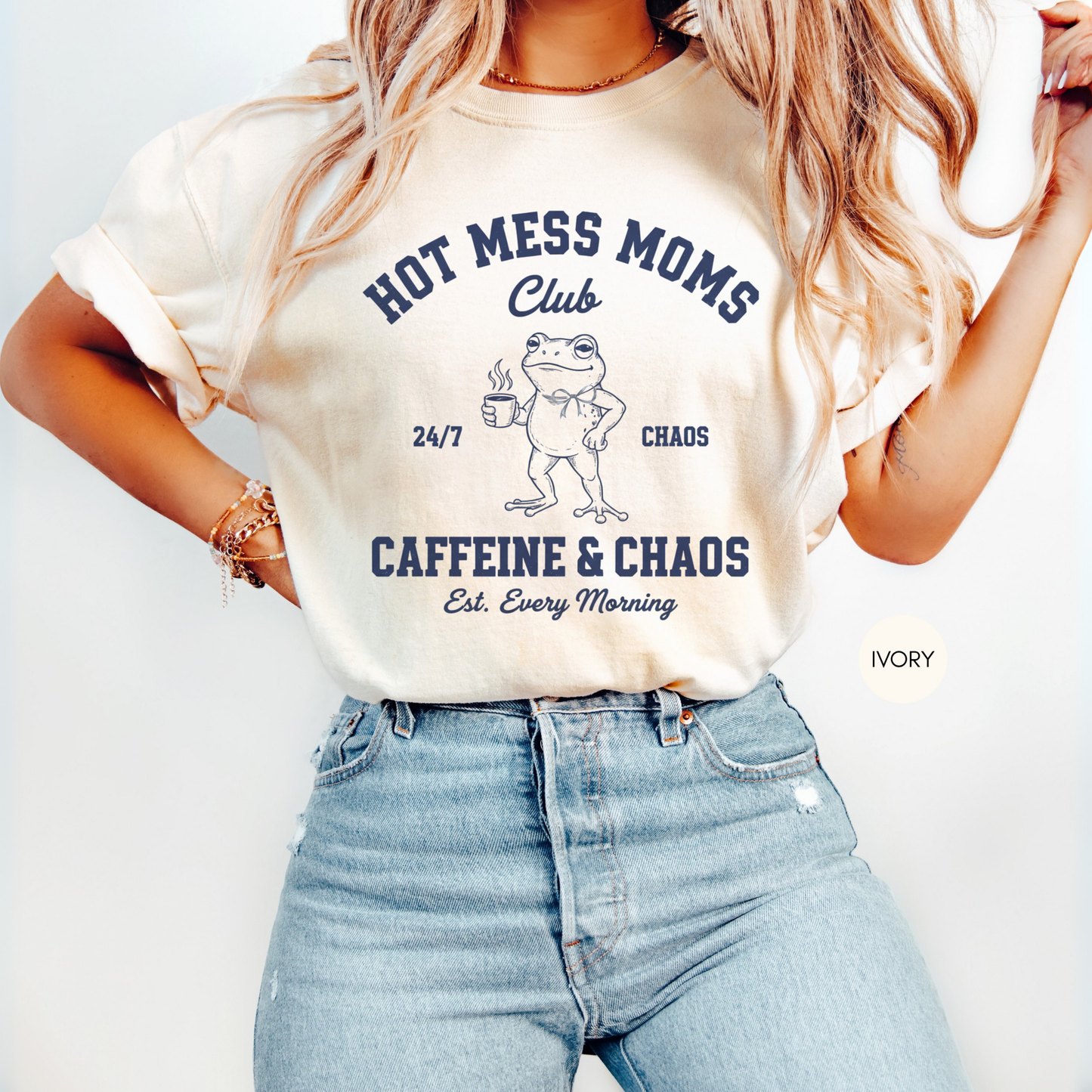 Hot Mess Moms Club Shirt – Caffeine & Chaos Coffee Mom Tee