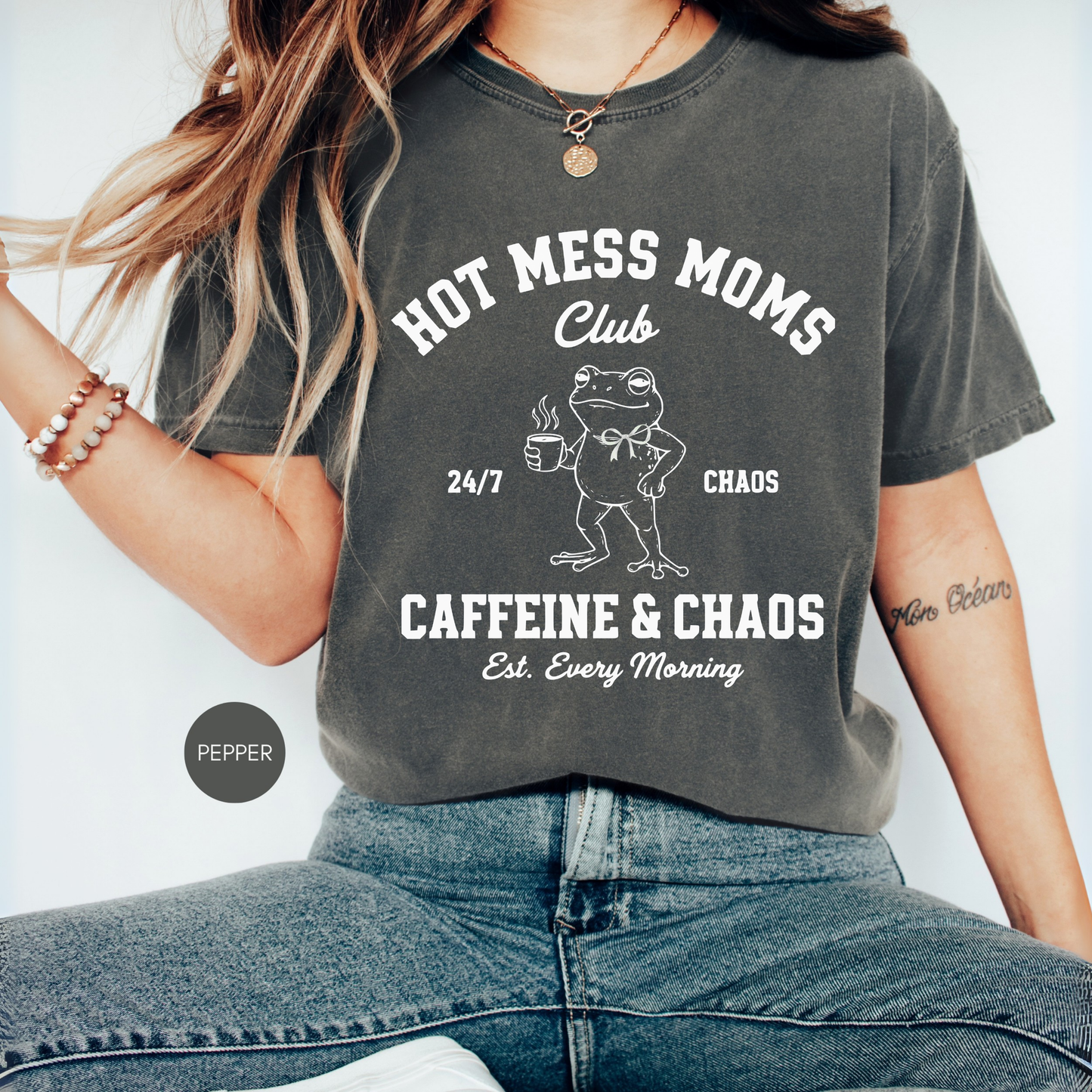 Hot Mess Moms Club Shirt – Caffeine & Chaos Coffee Mom Tee
