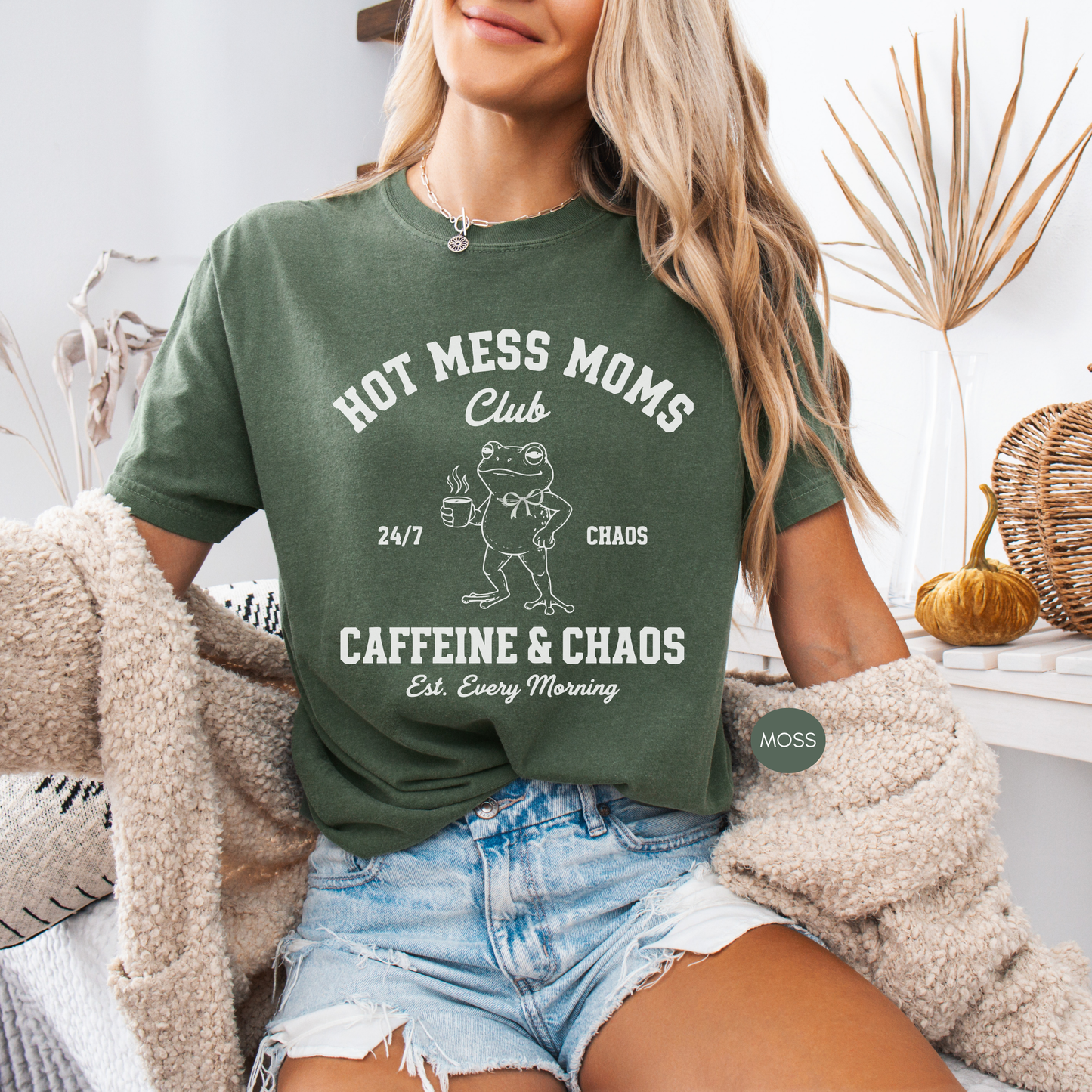 Hot Mess Moms Club Shirt – Caffeine & Chaos Coffee Mom Tee