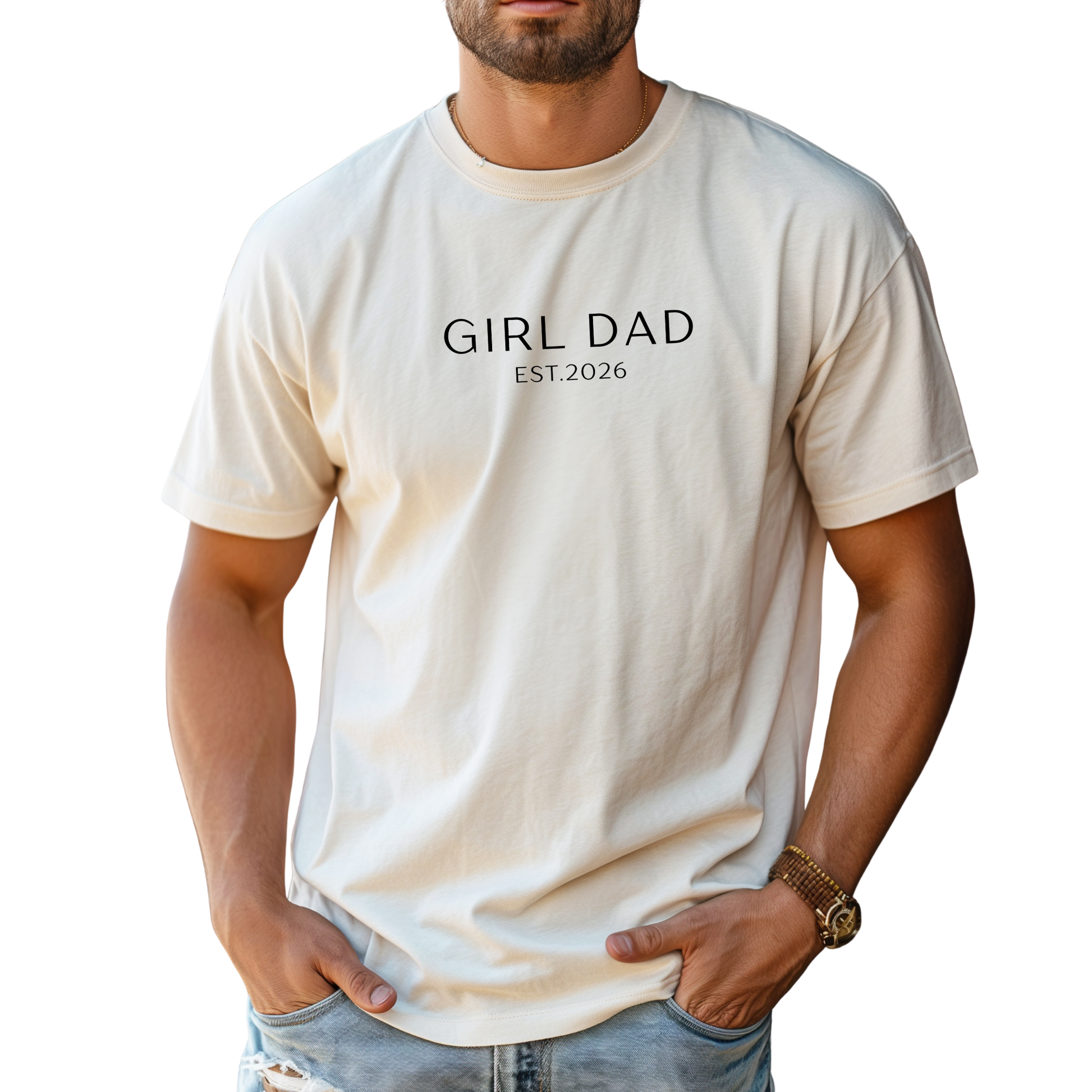 Personalized Girl Dad EST Custom Year Comfort Colors T-Shirt