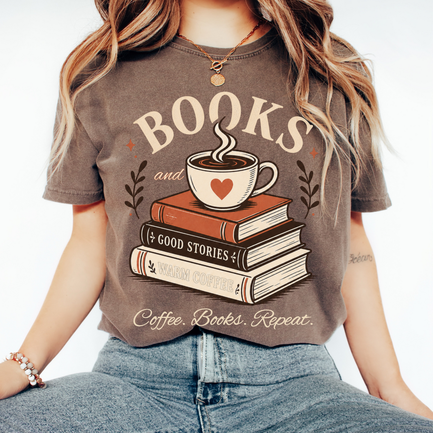 Books and Coffee Shirt | Coffee Books Repeat Tee
