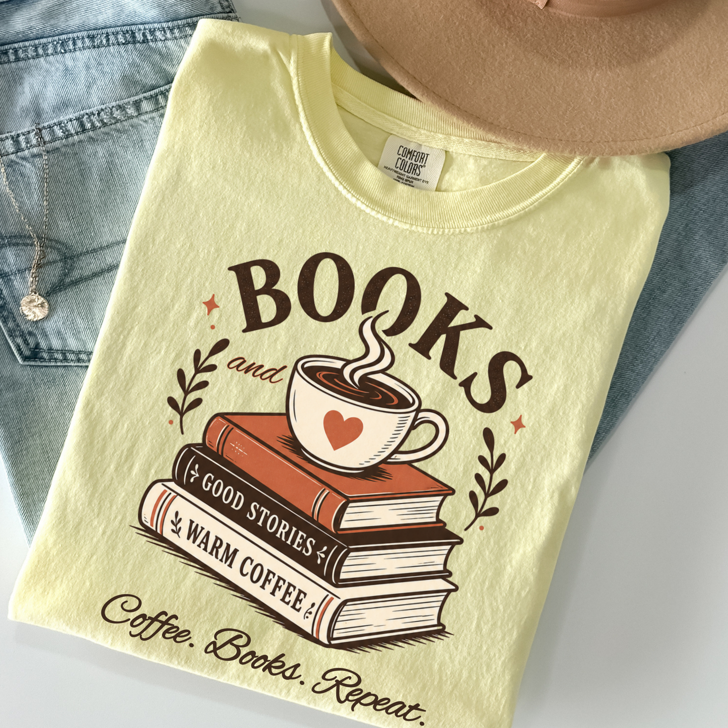 Books and Coffee Shirt | Coffee Books Repeat Tee