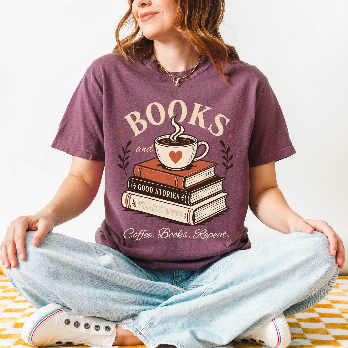 Books and Coffee Shirt | Coffee Books Repeat Tee