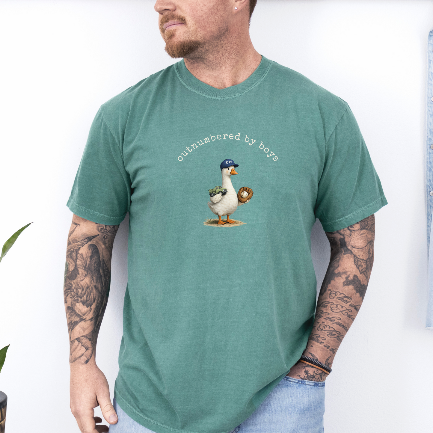 Outnumbered By Boys Funny Dad Shirt | Dad of Boys Gift | Comfort Colors | Father's Day Gift