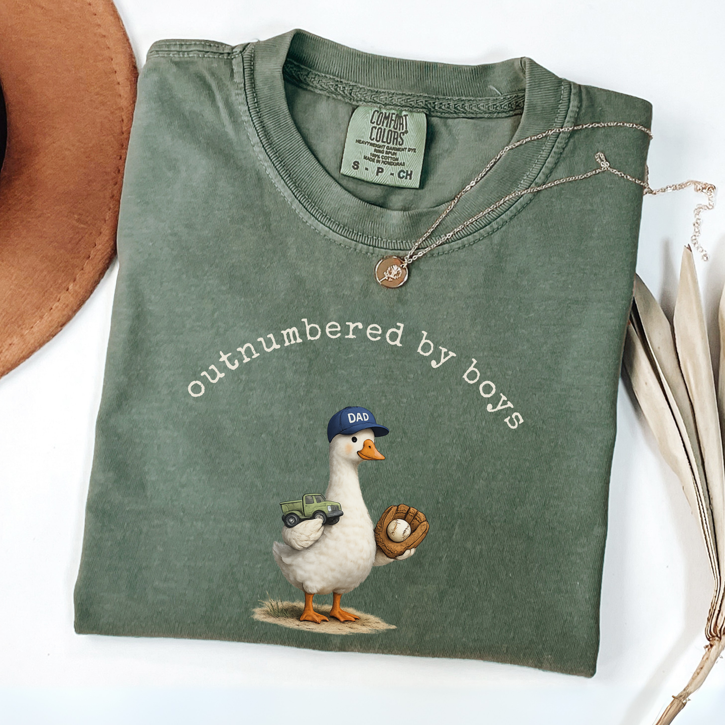 Outnumbered By Boys Funny Dad Shirt | Dad of Boys Gift | Comfort Colors | Father's Day Gift
