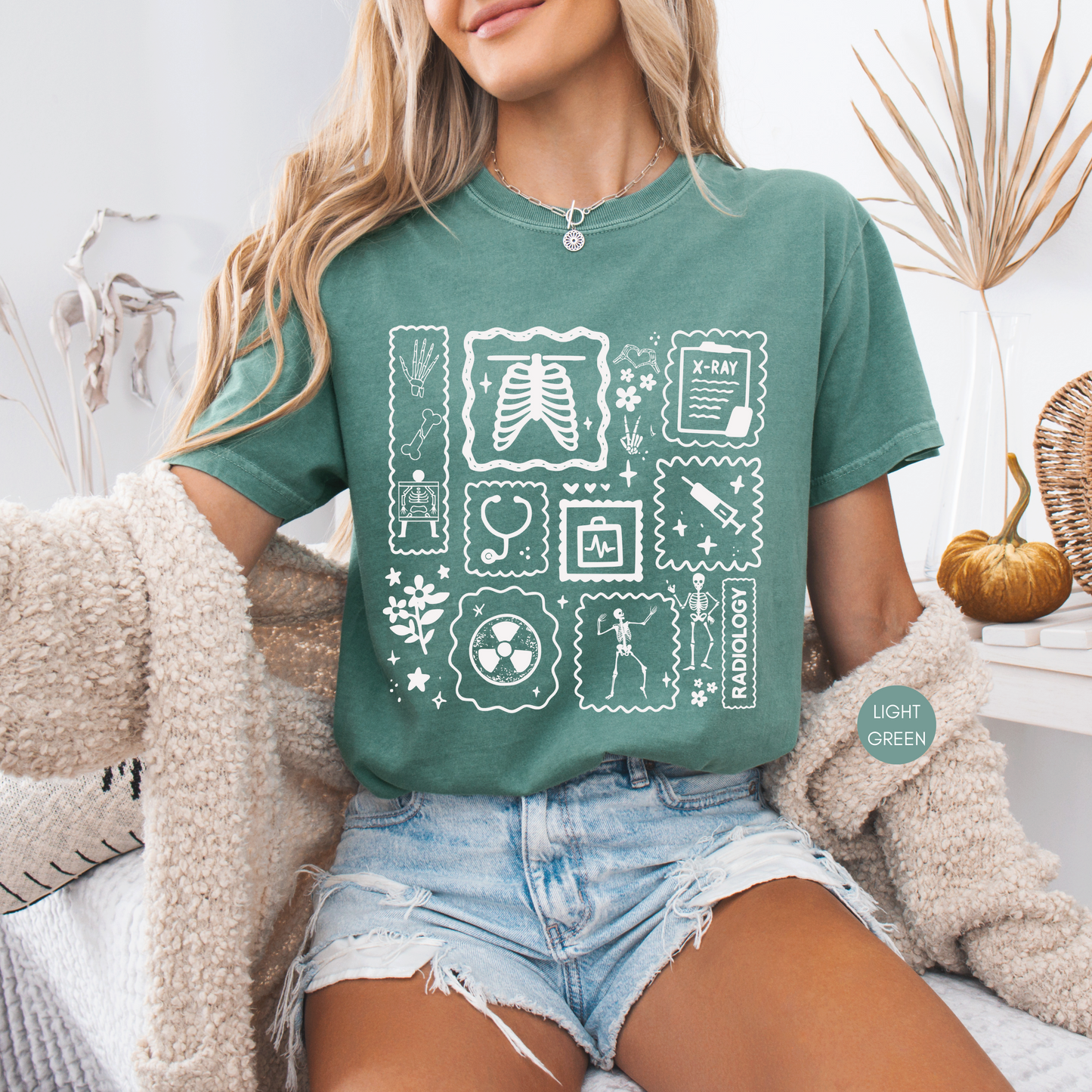 Radiology Graphic Shirt – X-Ray Tech Medical Icons Tee – Radiologic Technologist Gift for Women