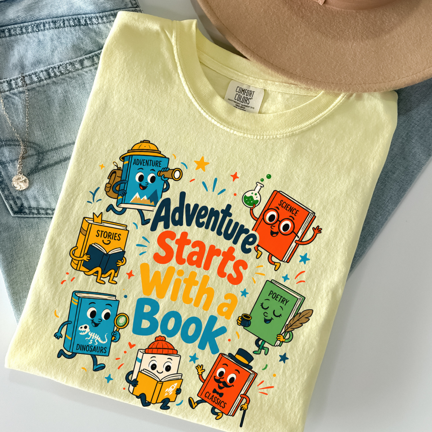 Adventure Starts With a Book Shirt | Reading Teacher Tee