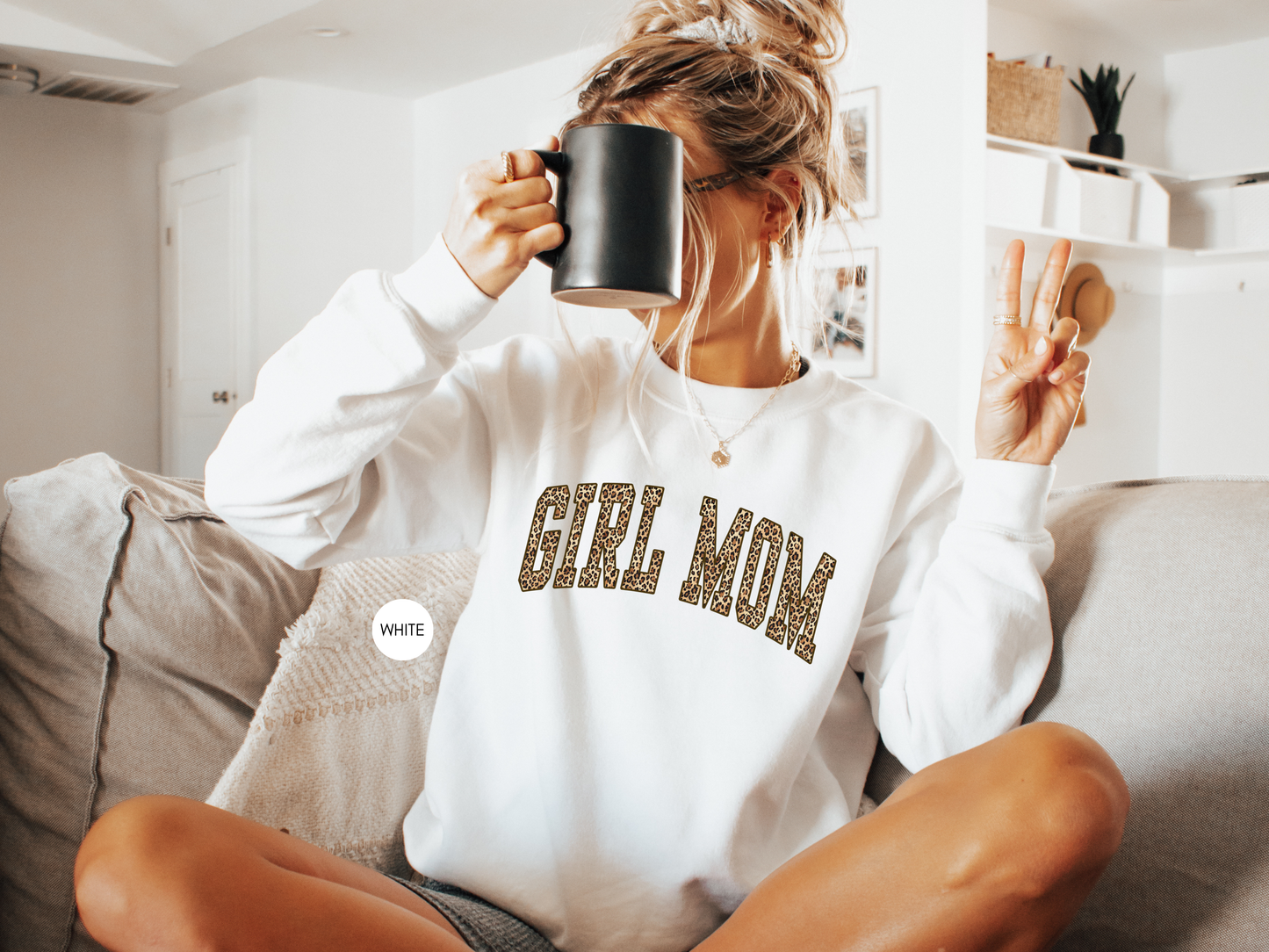 Girl Mom Leopard Print Sweatshirt – Trendy Mom Crewneck Sweatshirt