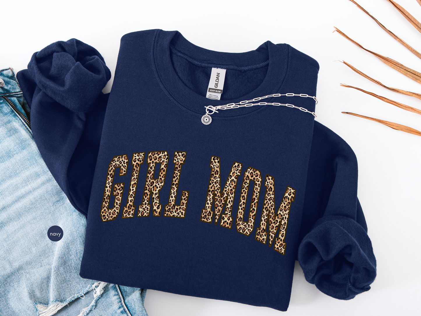 Girl Mom Leopard Print Sweatshirt – Trendy Mom Crewneck Sweatshirt