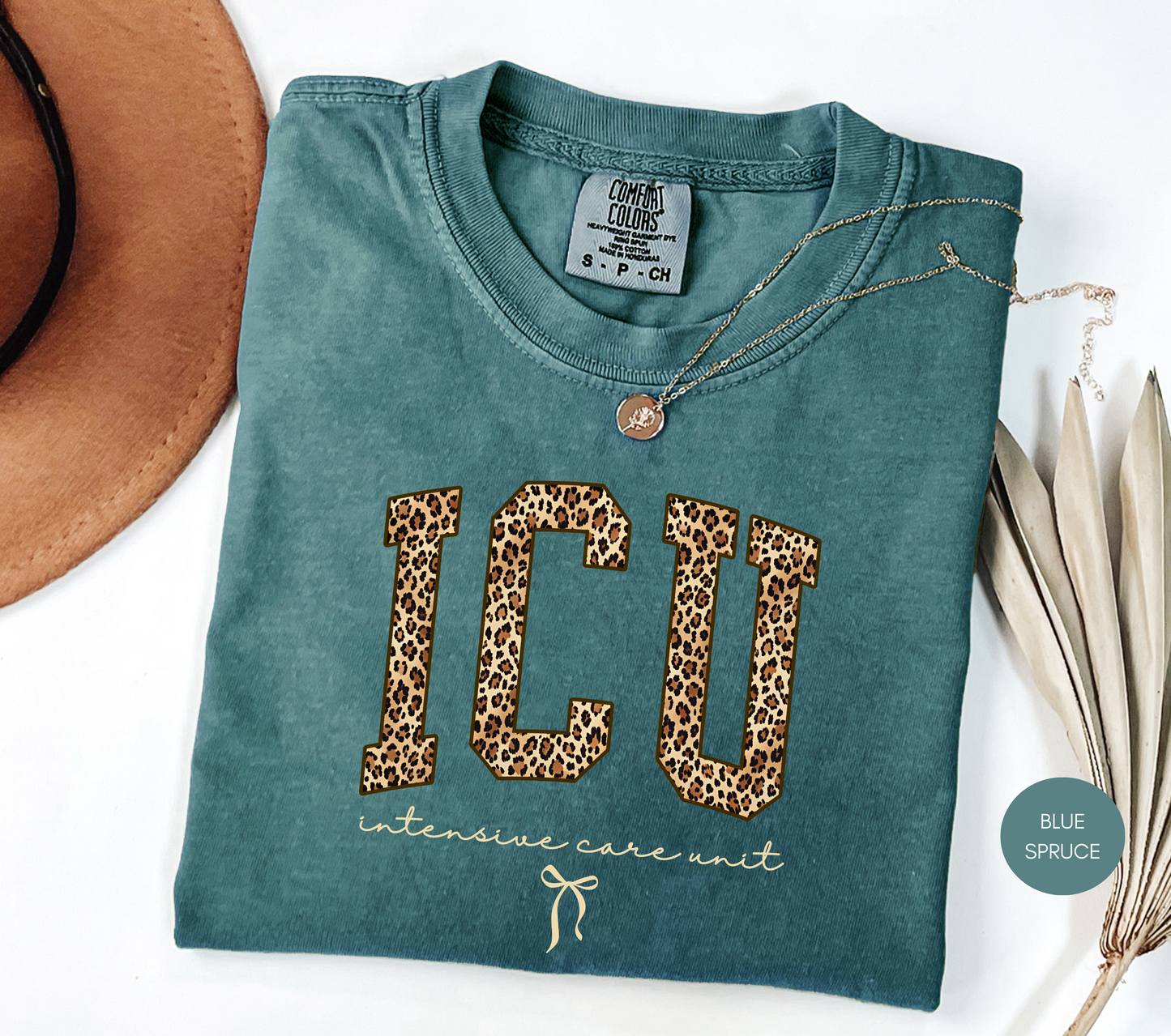 ICU Nurse Leopard Shirt – Intensive Care Unit Graphic Tee for Women – ICU Nurse Gift