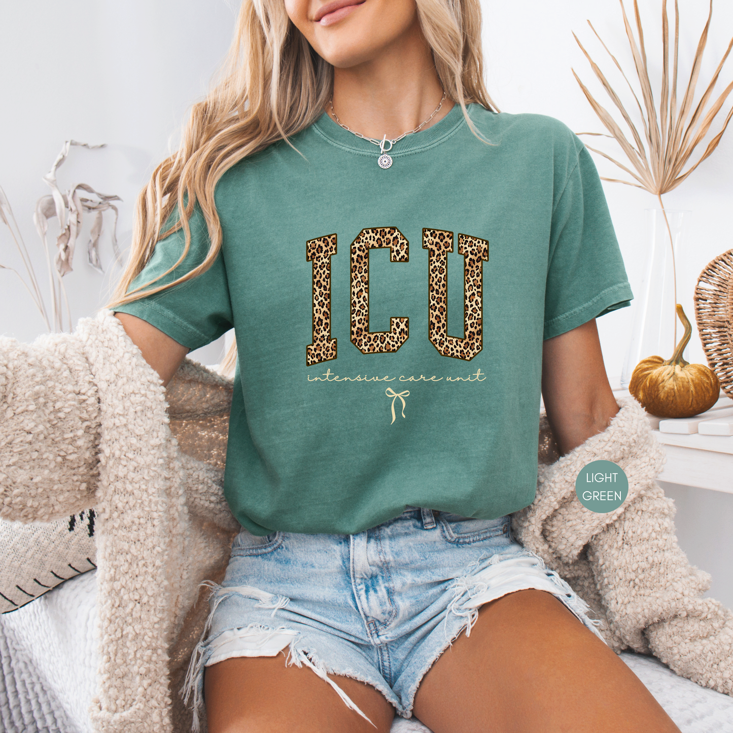 ICU Nurse Leopard Shirt – Intensive Care Unit Graphic Tee for Women – ICU Nurse Gift