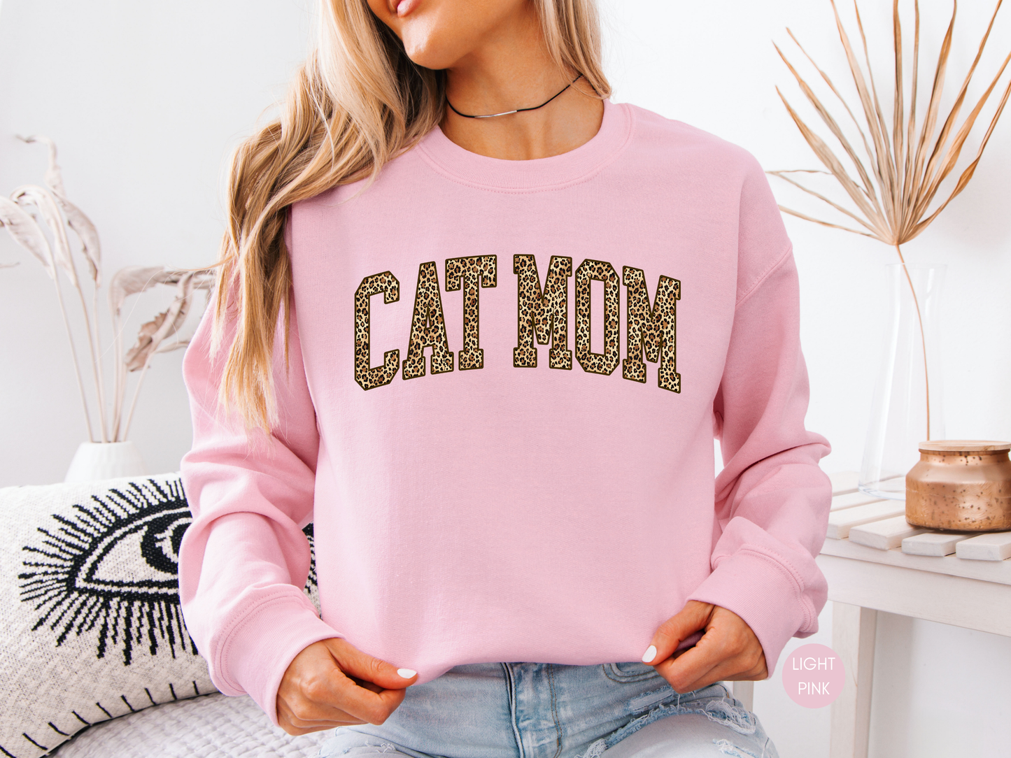 Leopard Cat Mom Sweatshirt – Dark Chocolate Cozy Crewneck