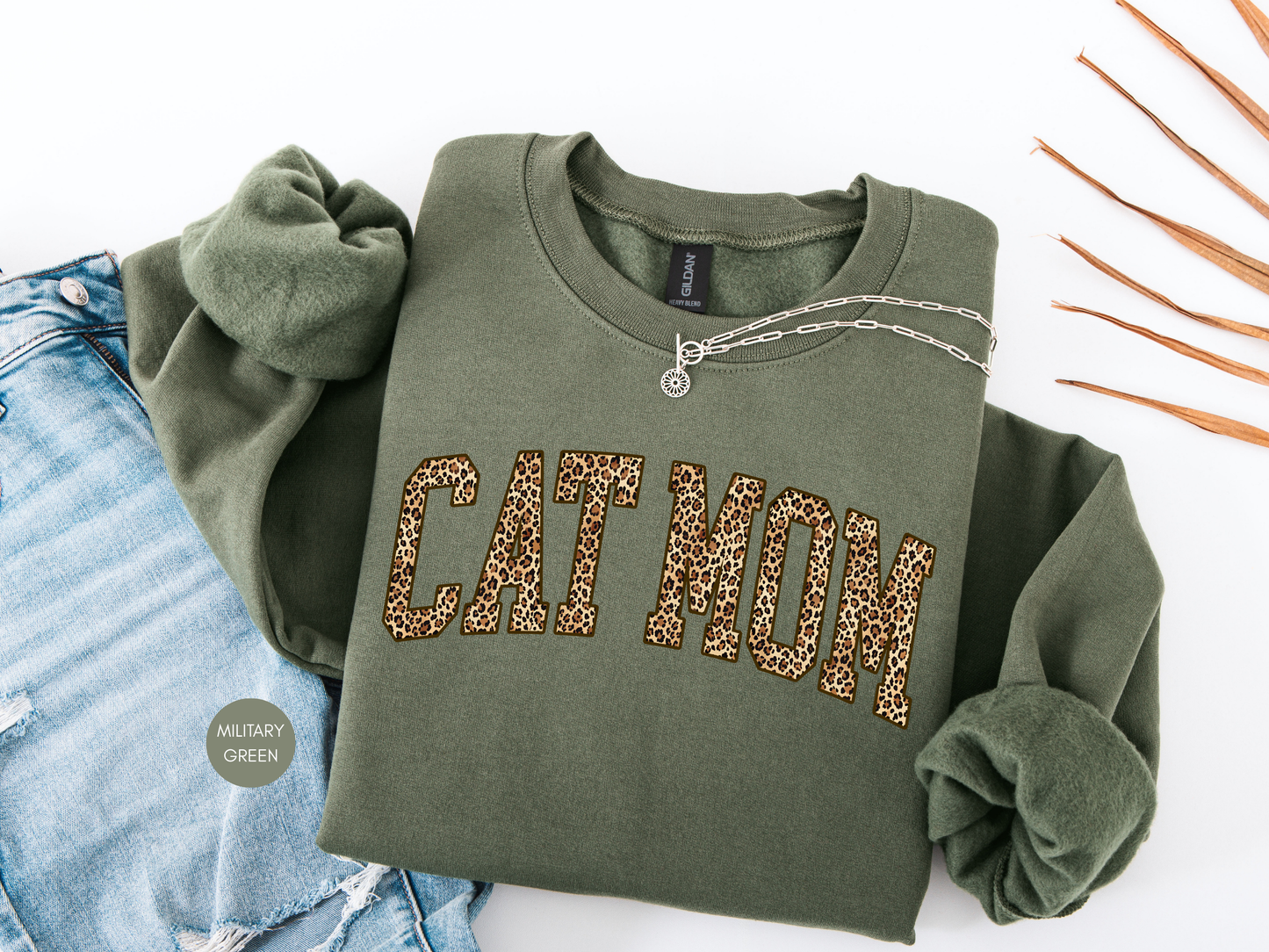 Leopard Cat Mom Sweatshirt – Dark Chocolate Cozy Crewneck