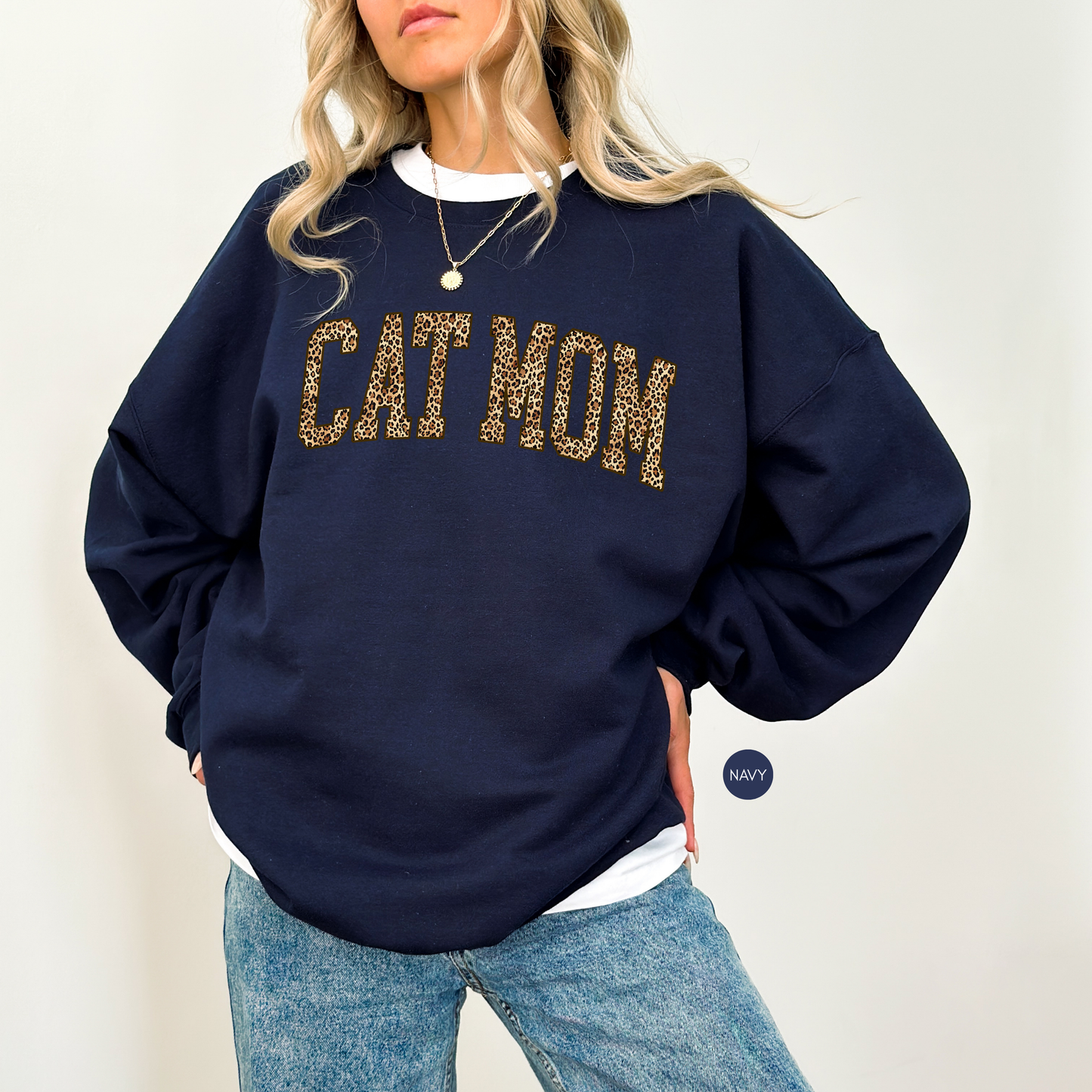 Leopard Cat Mom Sweatshirt – Dark Chocolate Cozy Crewneck