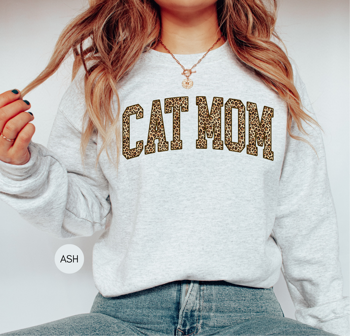 Leopard Cat Mom Sweatshirt – Dark Chocolate Cozy Crewneck