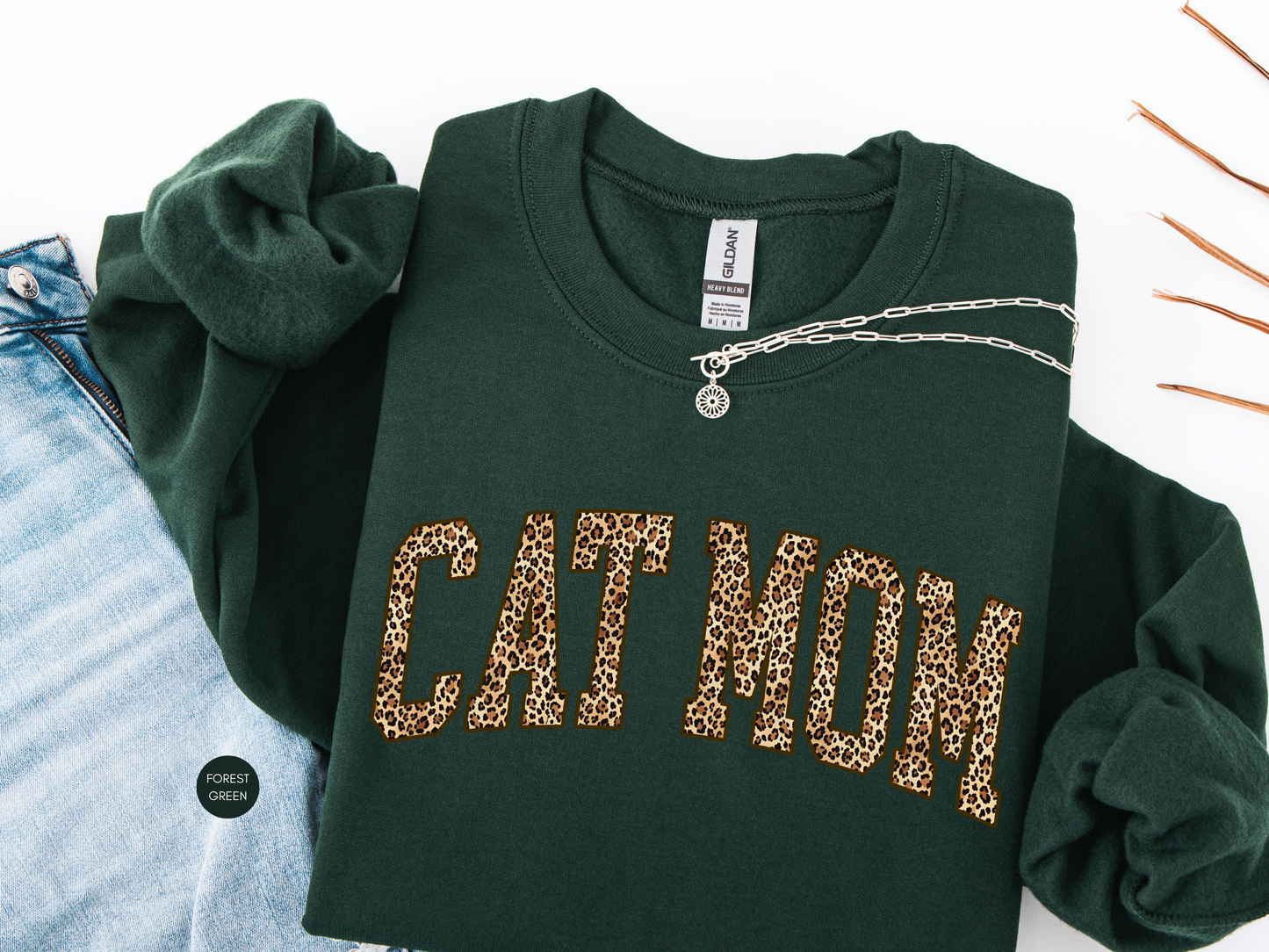 Leopard Cat Mom Sweatshirt – Dark Chocolate Cozy Crewneck