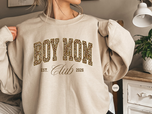 Boy Mom Club Leopard Sweatshirt – Cozy Mom Crewneck