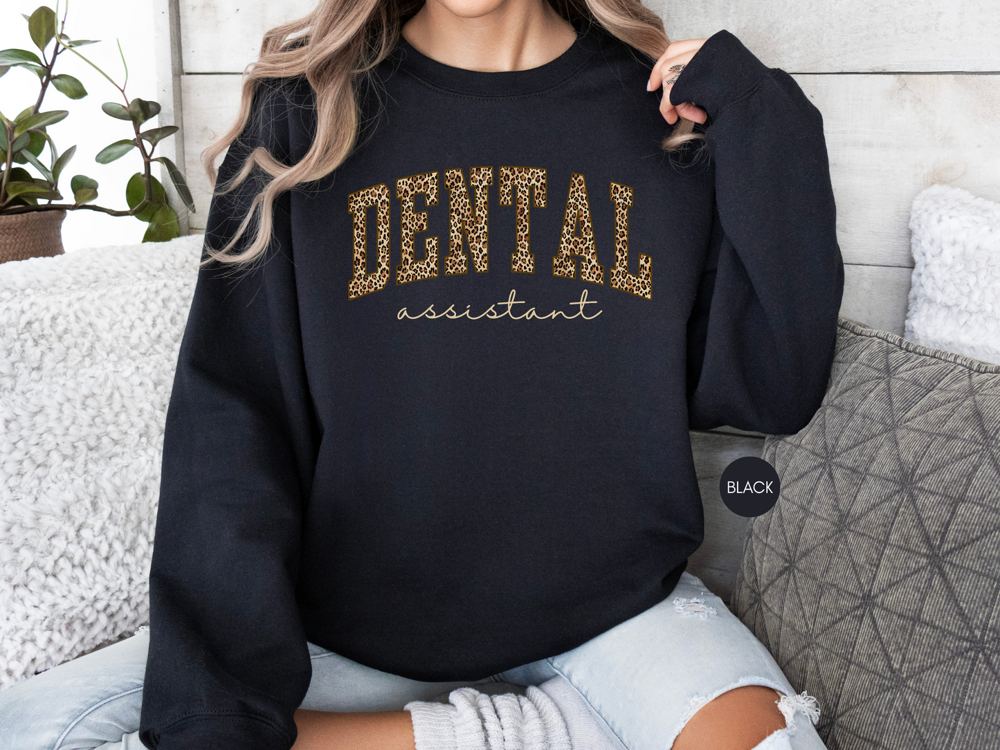 Dental Assistant Leopard Sweatshirt – Cozy Gift for Dental Assistants