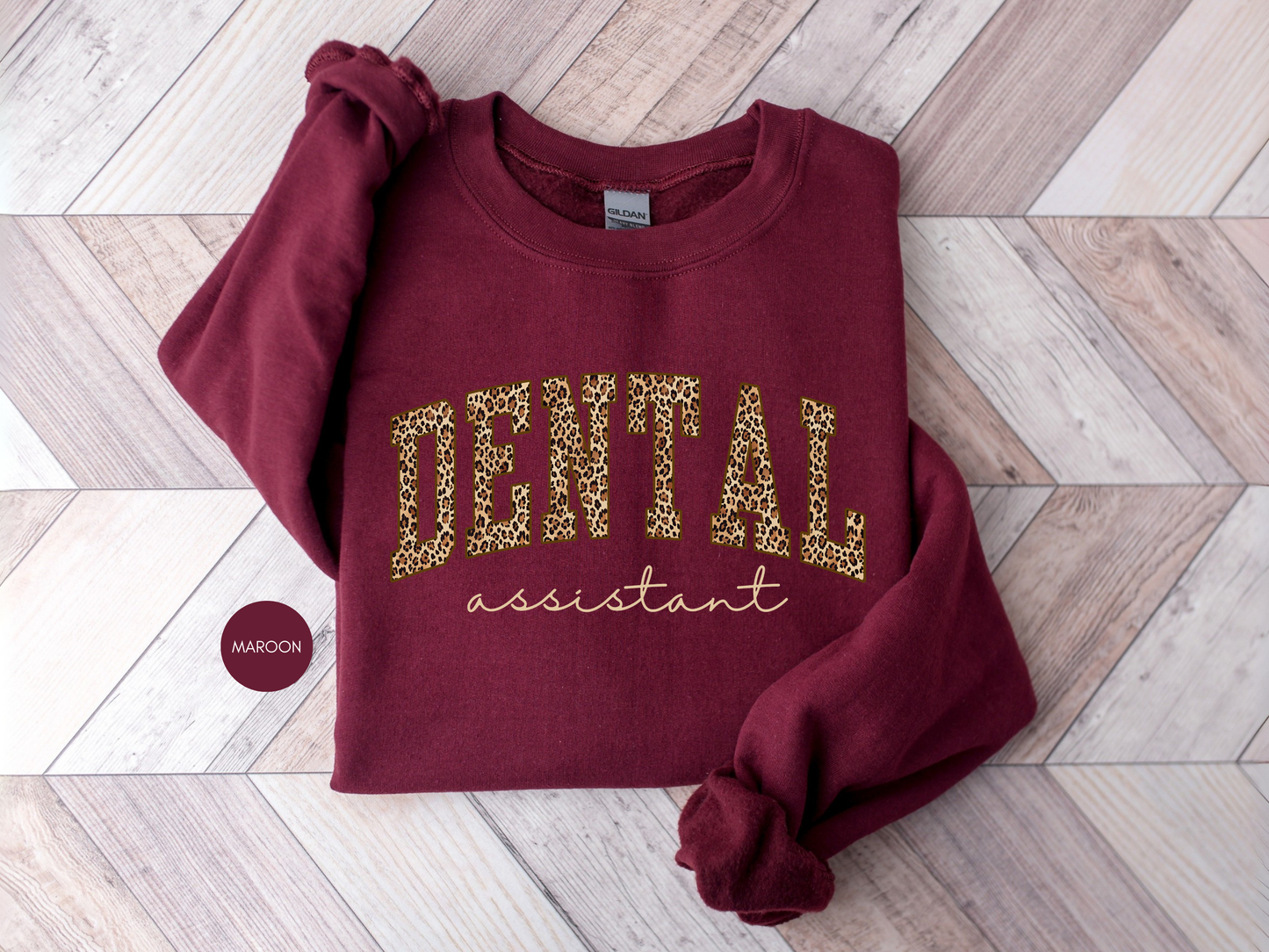 Dental Assistant Leopard Sweatshirt – Cozy Gift for Dental Assistants