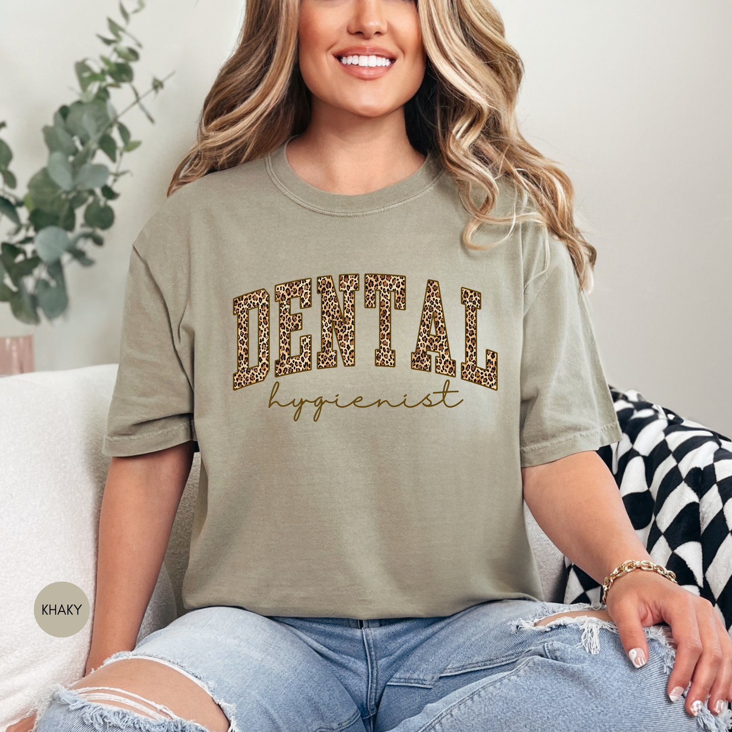 Dental Hygienist Leopard Shirt – Cute Ivory Dental Hygienist T-Shirt Gift