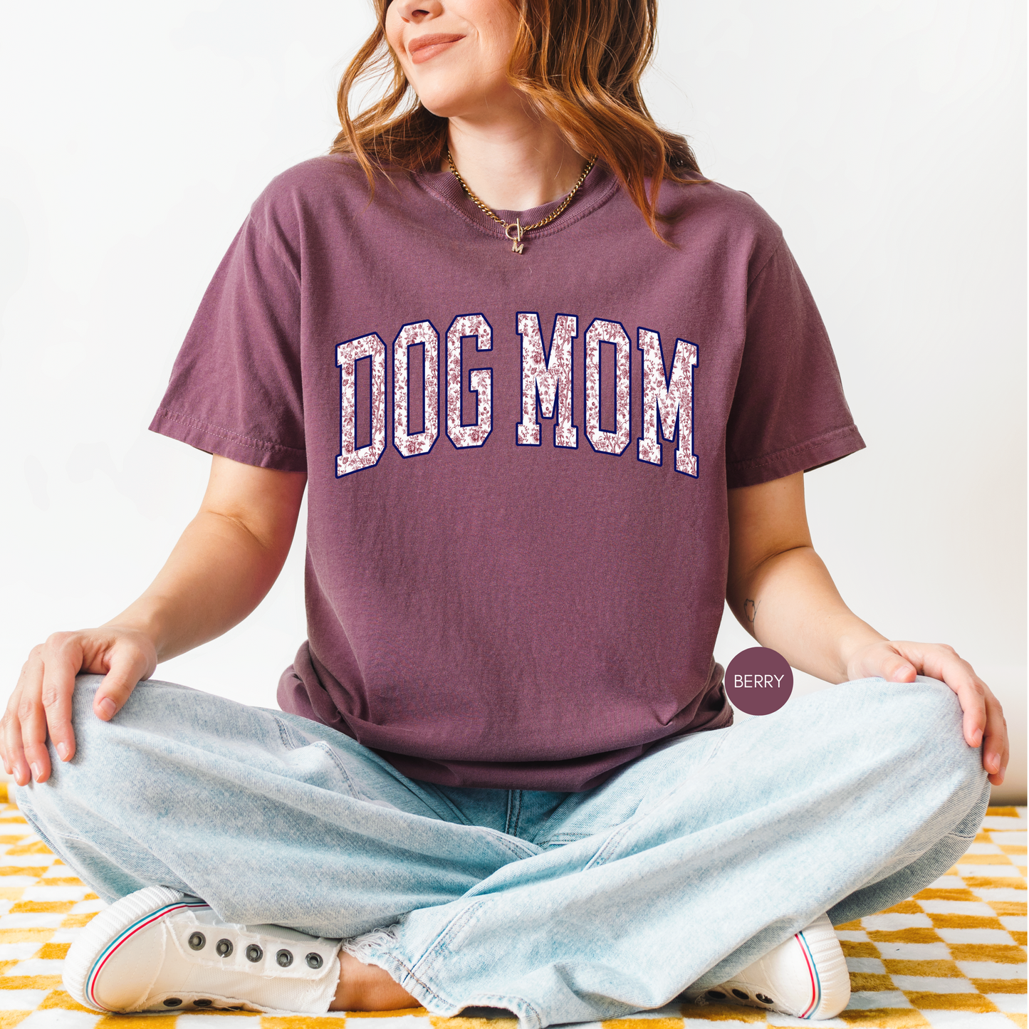 Dog Mom Floral Varsity Shirt – Ivory Vintage Style Graphic Tee