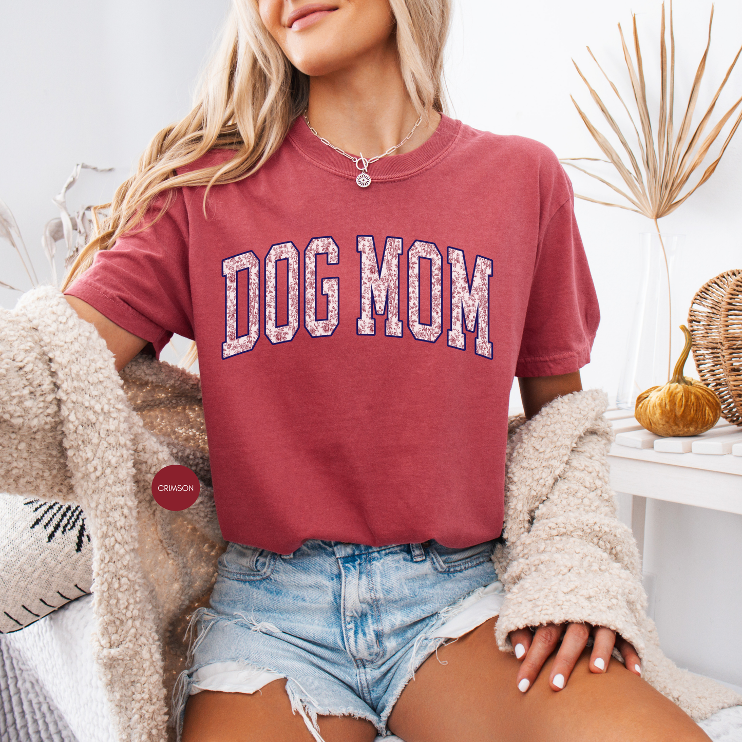 Dog Mom Floral Varsity Shirt – Ivory Vintage Style Graphic Tee