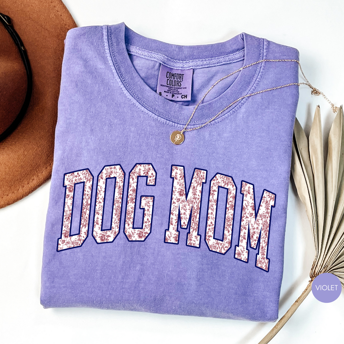 Dog Mom Floral Varsity Shirt – Ivory Vintage Style Graphic Tee