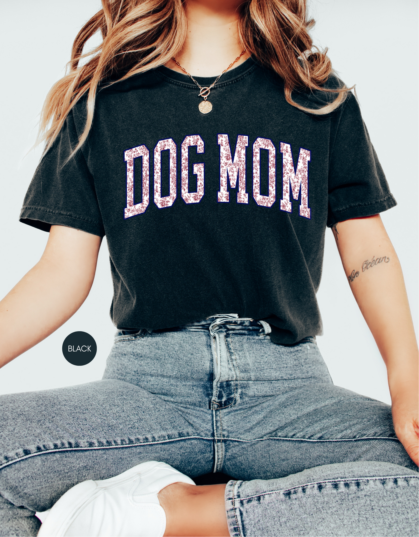 Dog Mom Floral Varsity Shirt – Ivory Vintage Style Graphic Tee