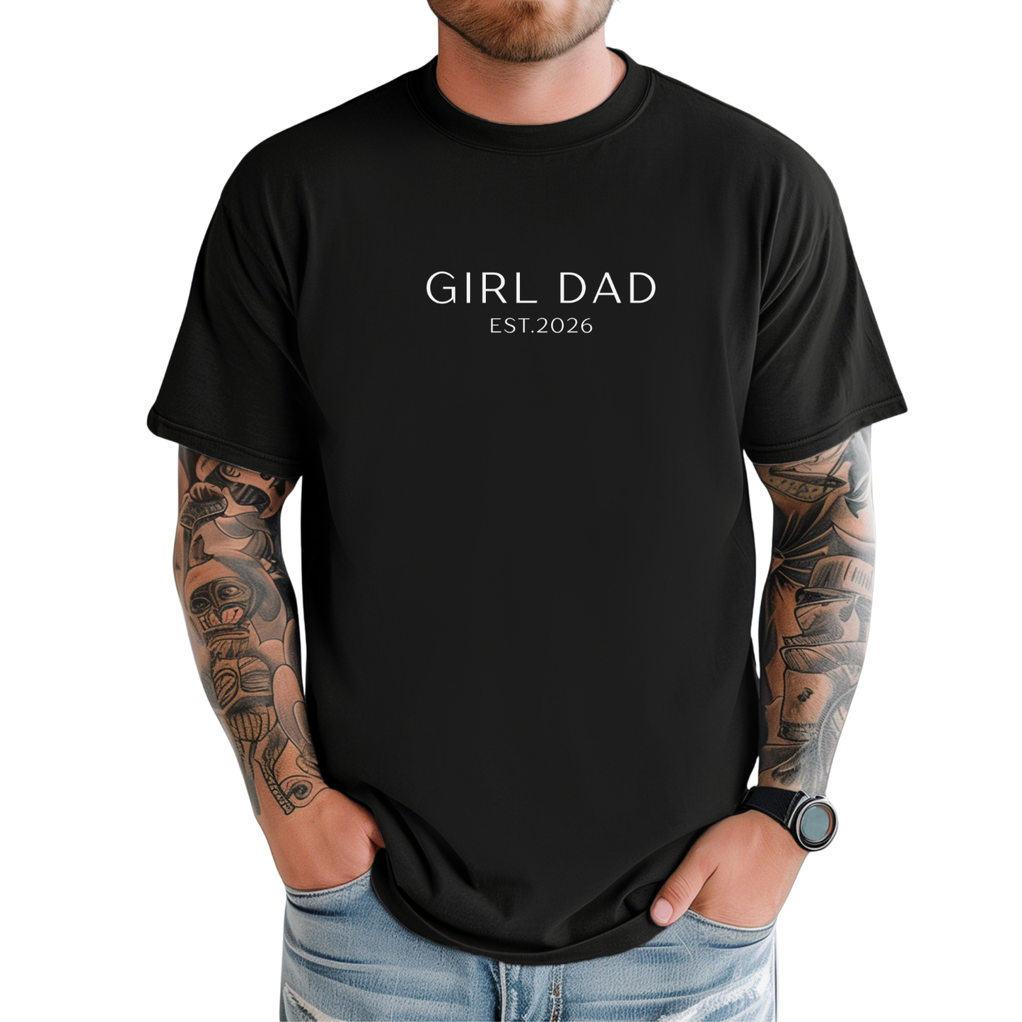 Girl Dad EST. Custom Year T-Shirt | Personalized Girl Dad Shirt | Comfort Colors | Father's Day Gift