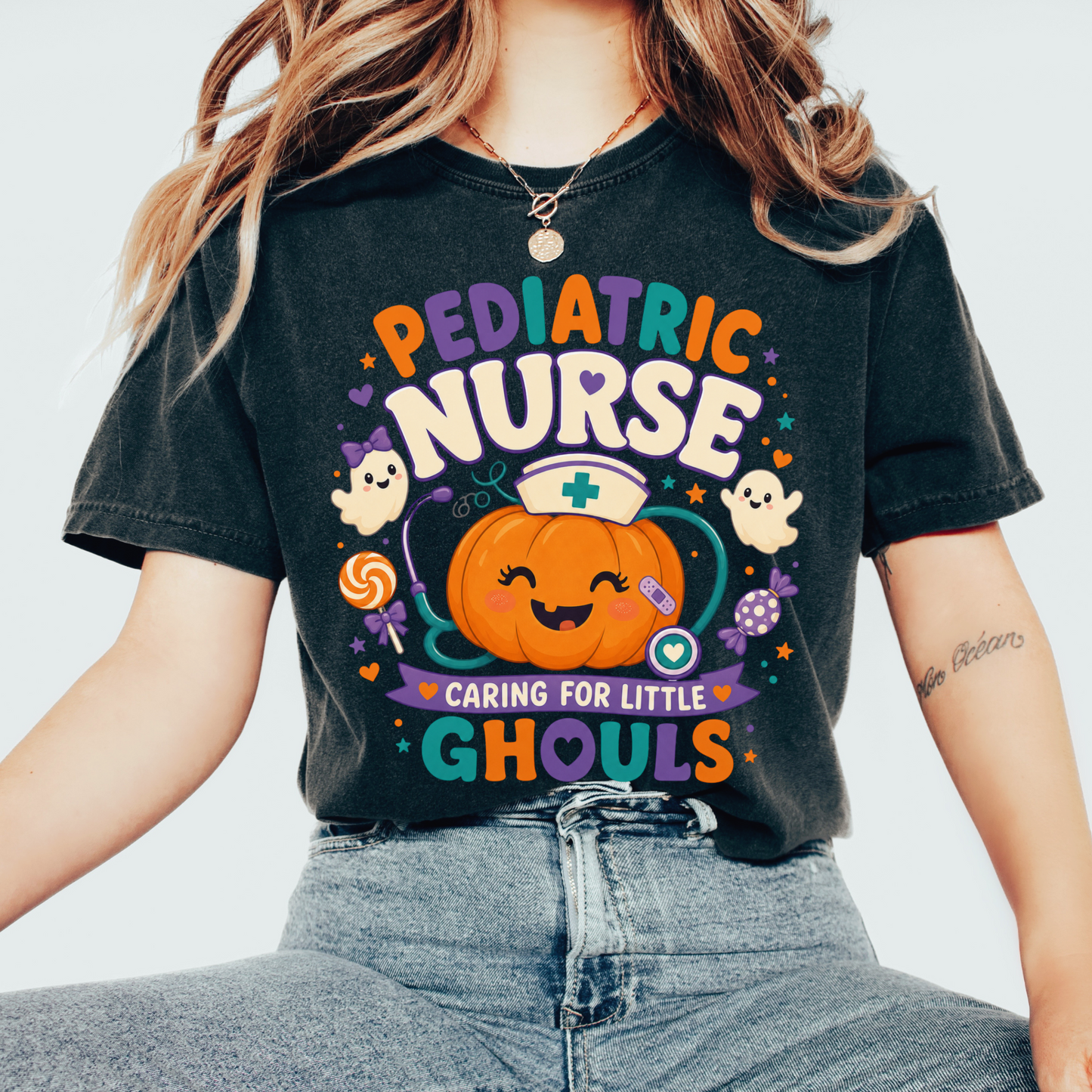 Pediatric Nurse Caring for Little Ghouls Halloween Shirt