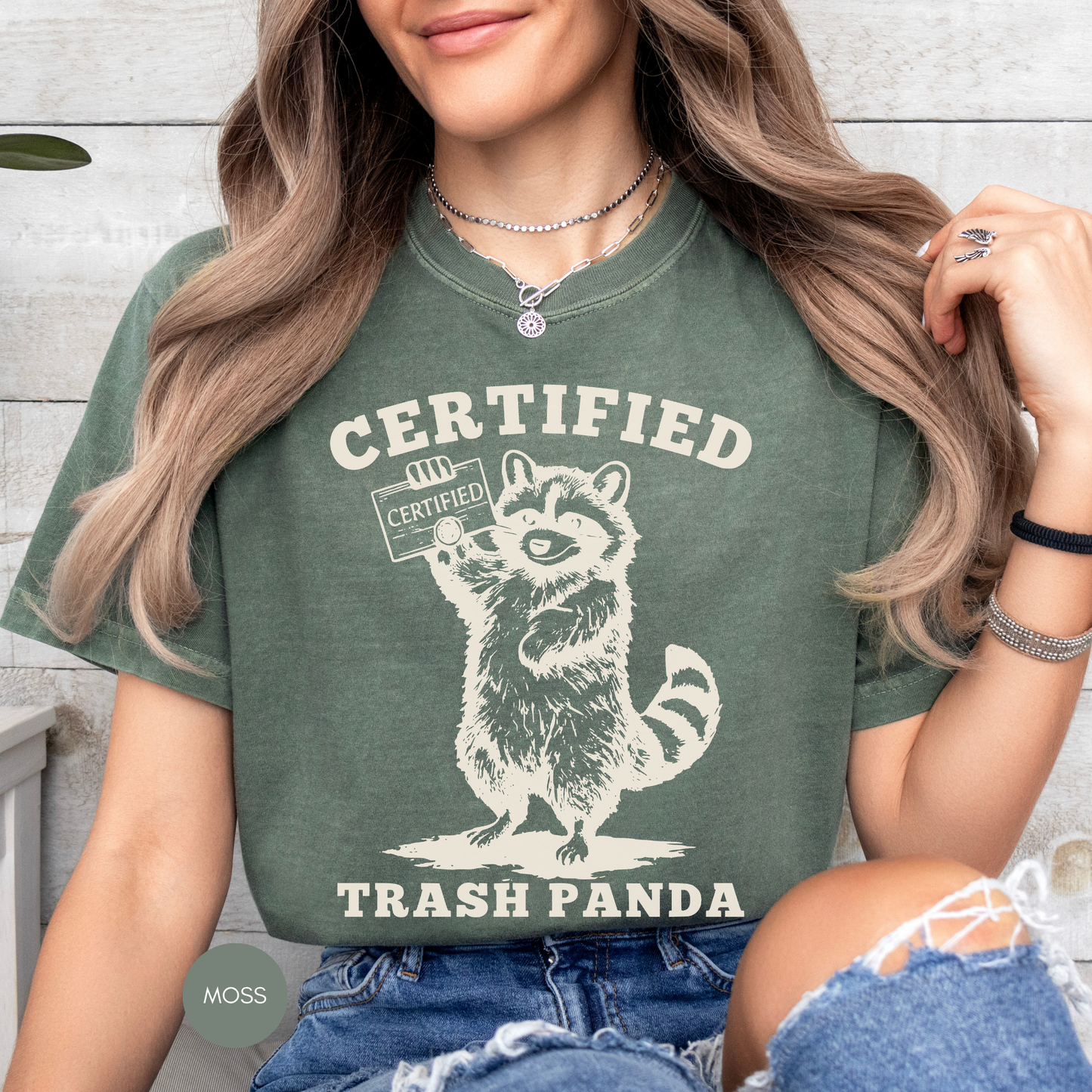 Certified Trash Panda Shirt | Funny Raccoon Graphic Tee | Vintage Animal Lover Gift