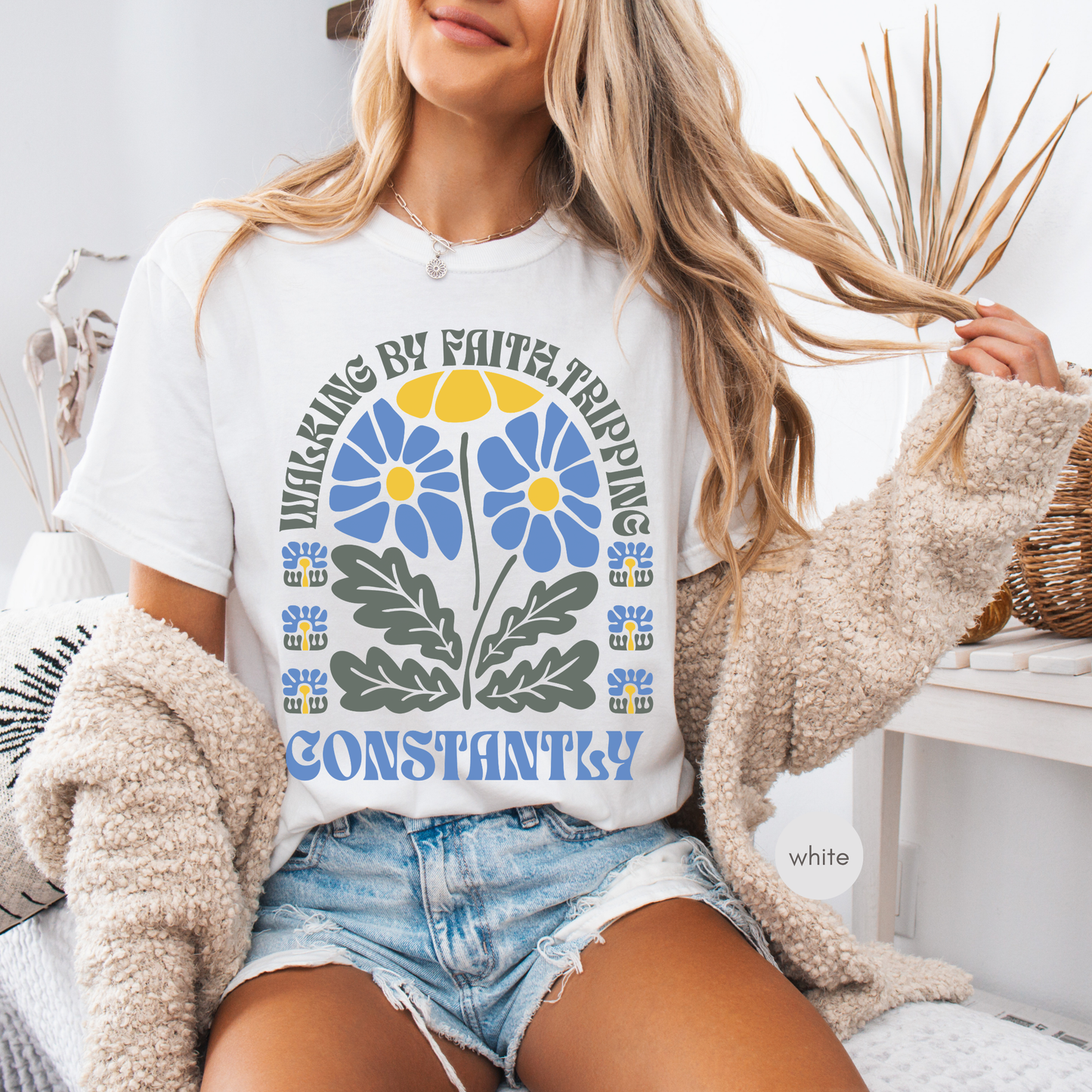 Walking by Faith Tripping Constantly Shirt 🌼 Funny Christian Tee | Faith-Based Gift for Women