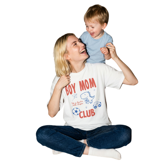 Boy Mom Custom Shirt 💙 Personalized Mom Tee with Kids Name | Cute Gift for Moms