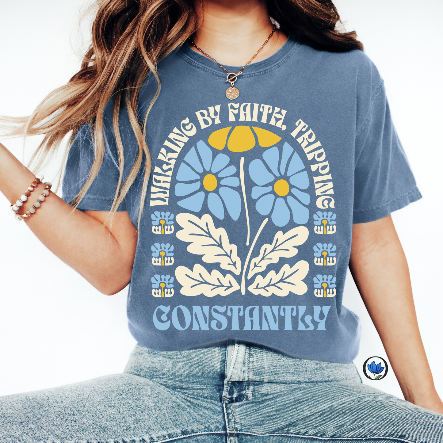 Walking by Faith Tripping Constantly Shirt 🌼 Funny Christian Tee | Faith-Based Gift for Women