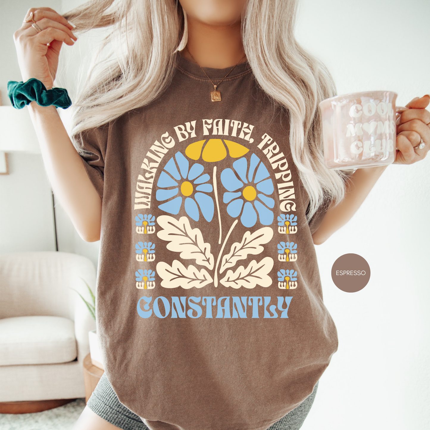 Walking by Faith Tripping Constantly Shirt 🌼 Funny Christian Tee | Faith-Based Gift for Women