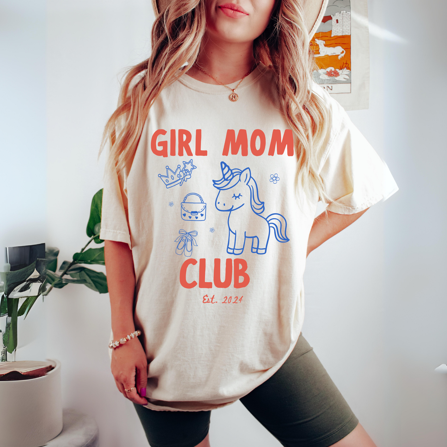 Girl Mom Club Custom Shirt 💕 Personalized Est Year Tee | Cute Unicorn Mom Gift