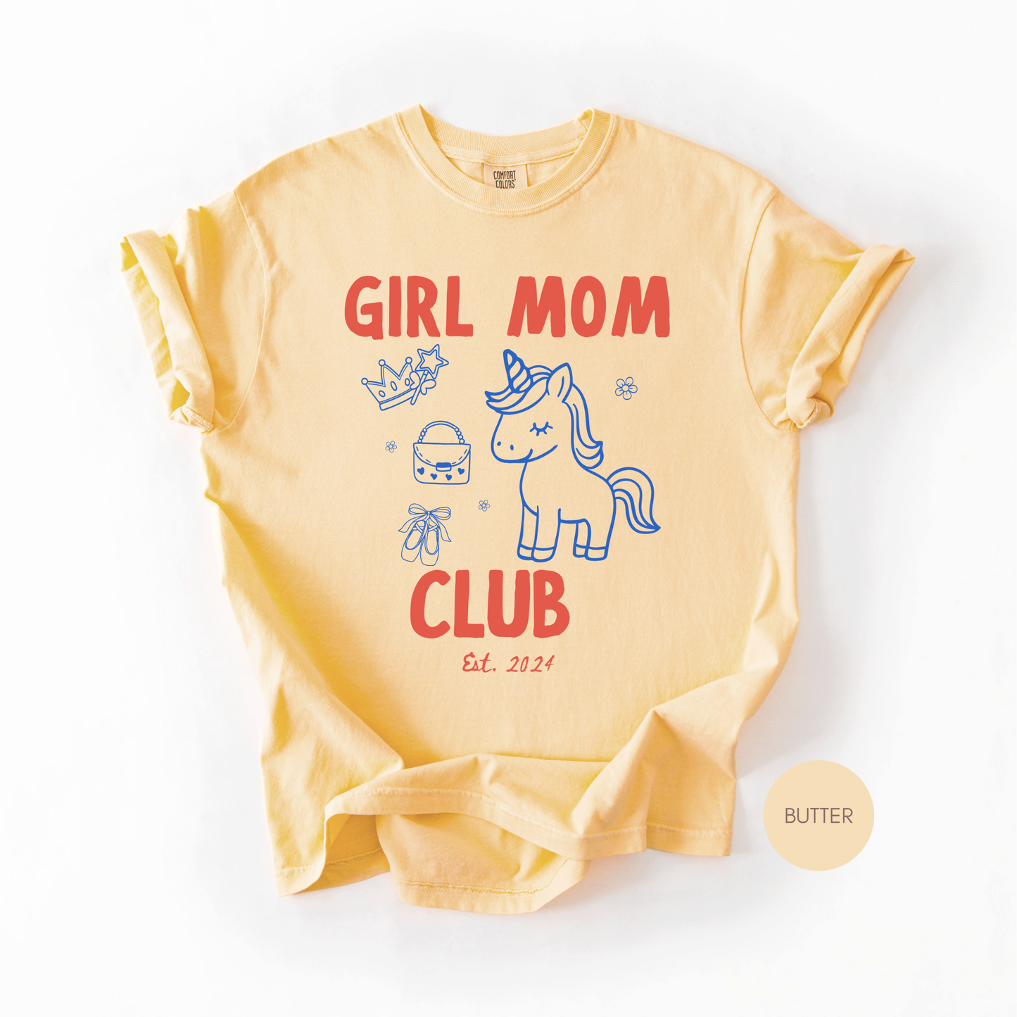 Girl Mom Club Custom Shirt 💕 Personalized Est Year Tee | Cute Unicorn Mom Gift