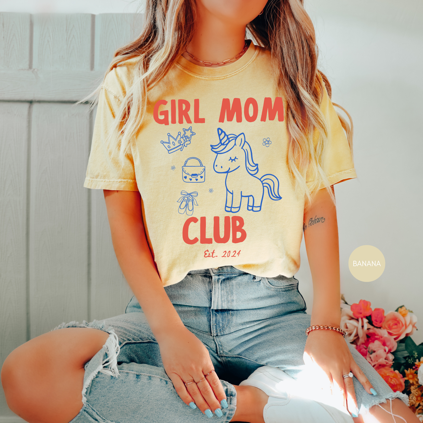 Girl Mom Club Custom Shirt 💕 Personalized Est Year Tee | Cute Unicorn Mom Gift