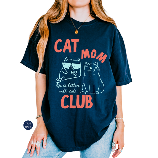 Cat Mom Club Shirt 🐱 Cute Cat Lover Tee | Funny Gift for Cat Moms